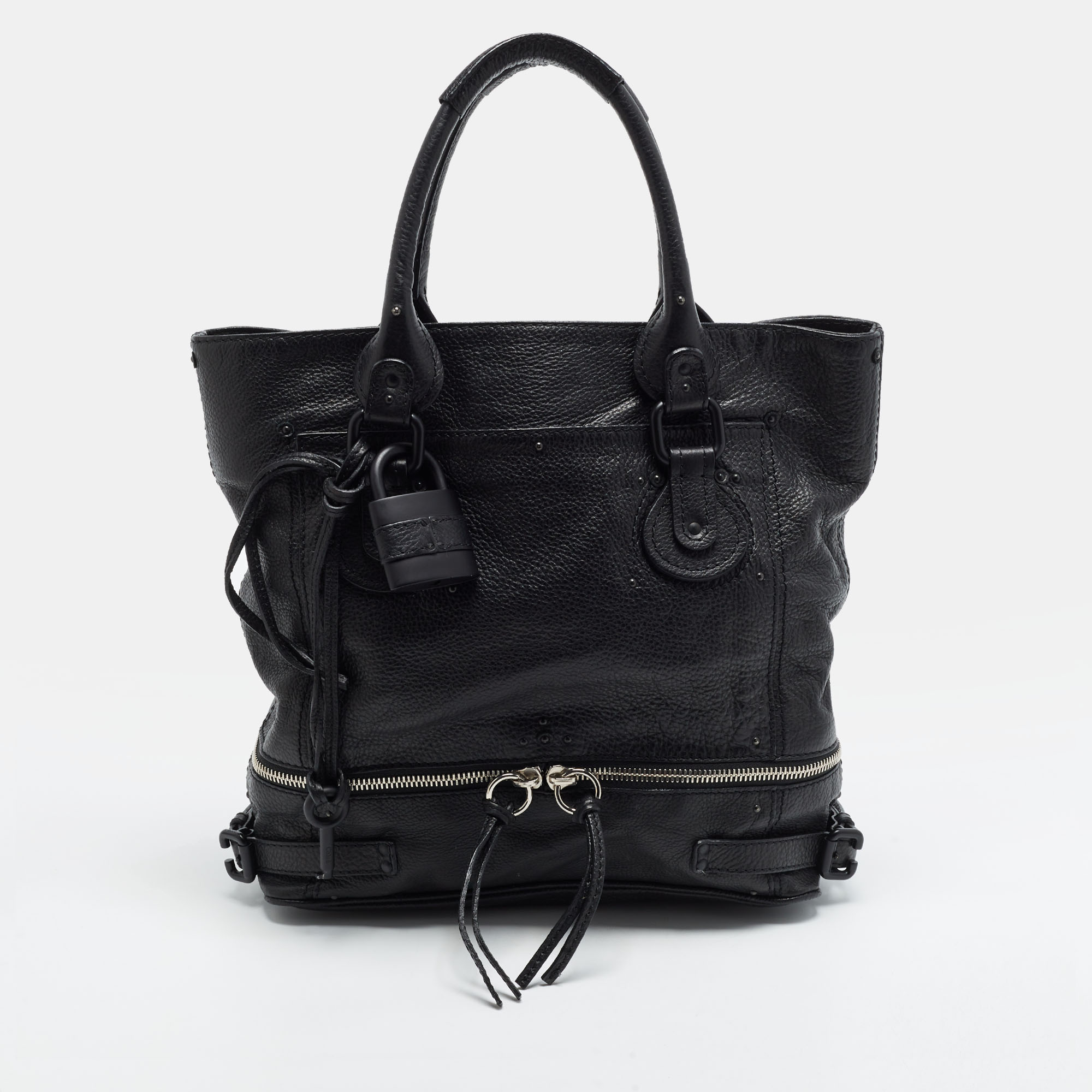 Chlo&eacute; Paddington Large Black Leather Tote Chloe