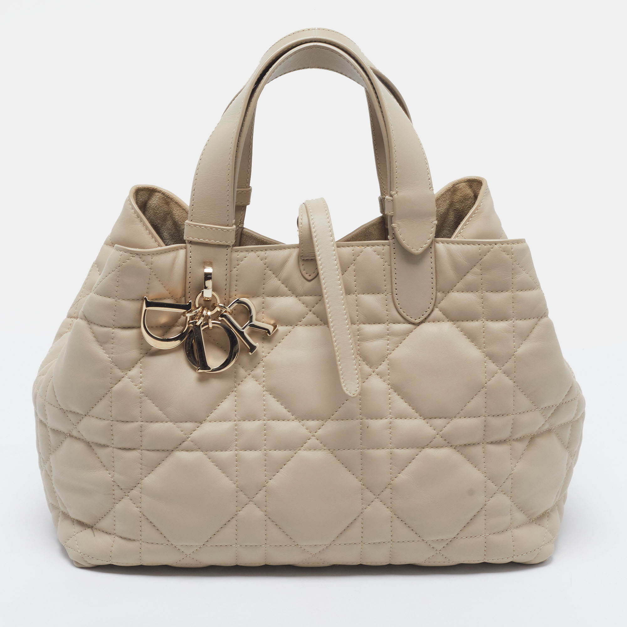 Dior Toujours Medium Beige Cannage Leather Bag