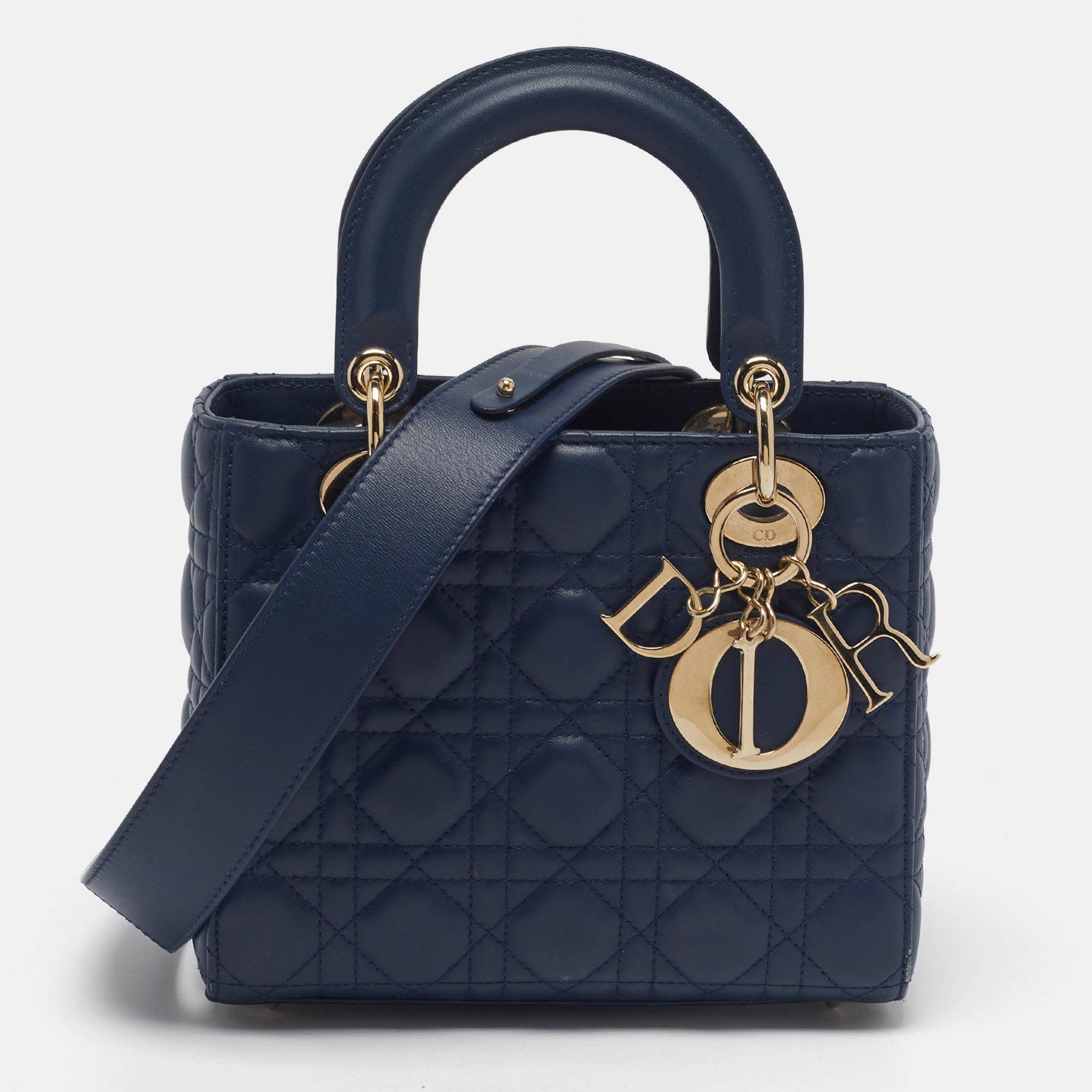 Dior Lady Dior My ABCDior Small Navy Blue Cannage Leather Tote