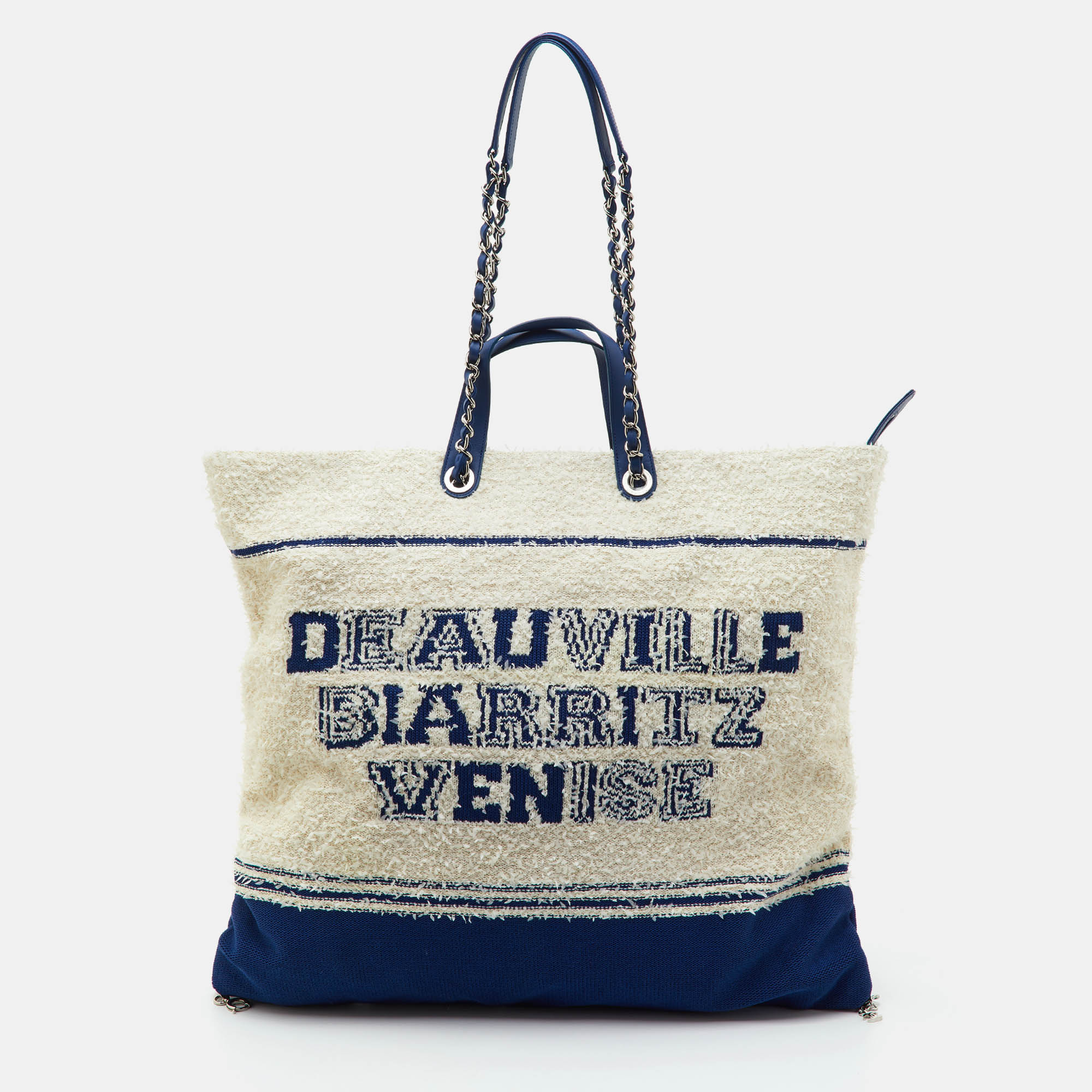 Chanel Deauville Biarritz Venice Large Blue/White Canvas Shopper Tote