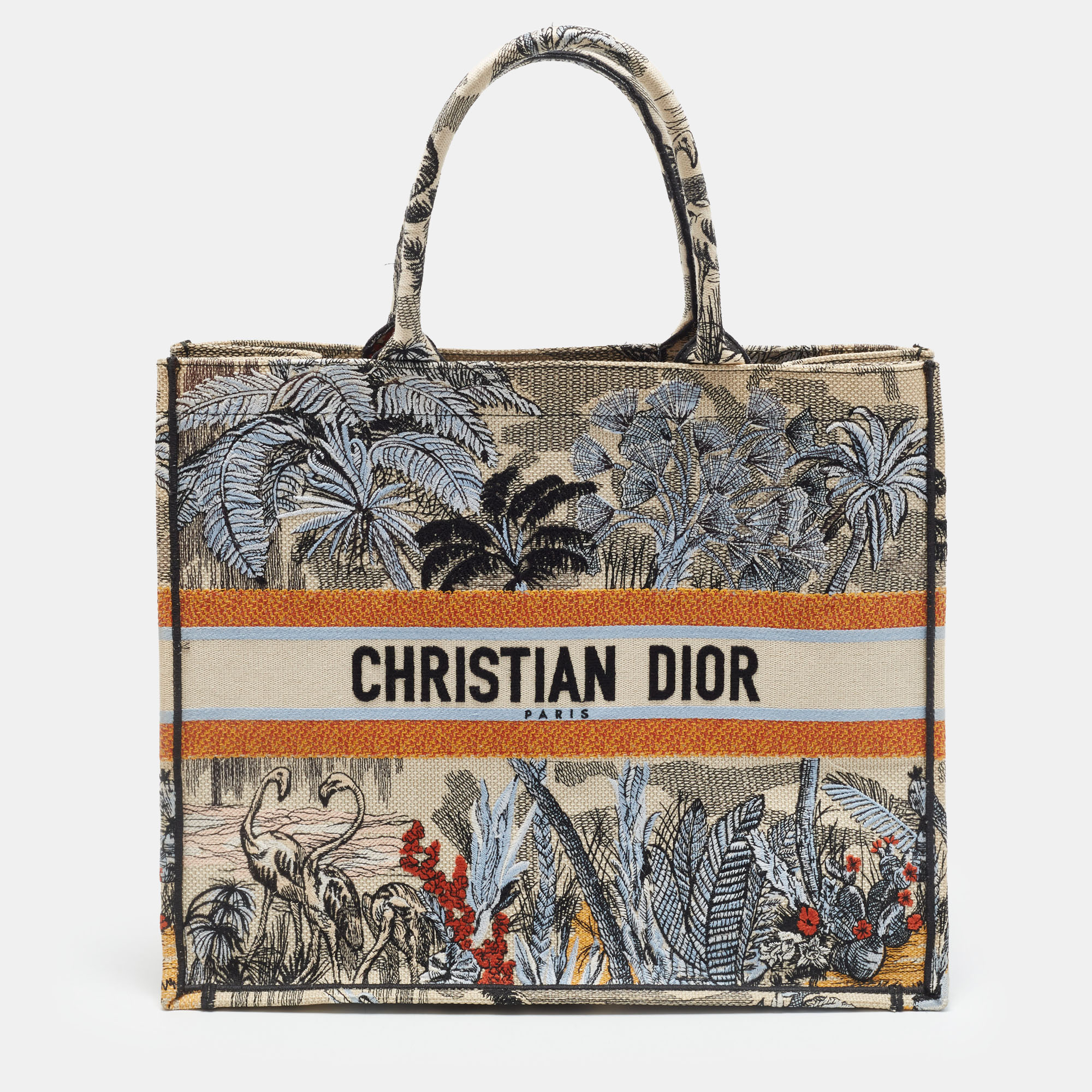 Dior Tropicalia Book Tote Large Multicolor Embroidered Canvas Tote
