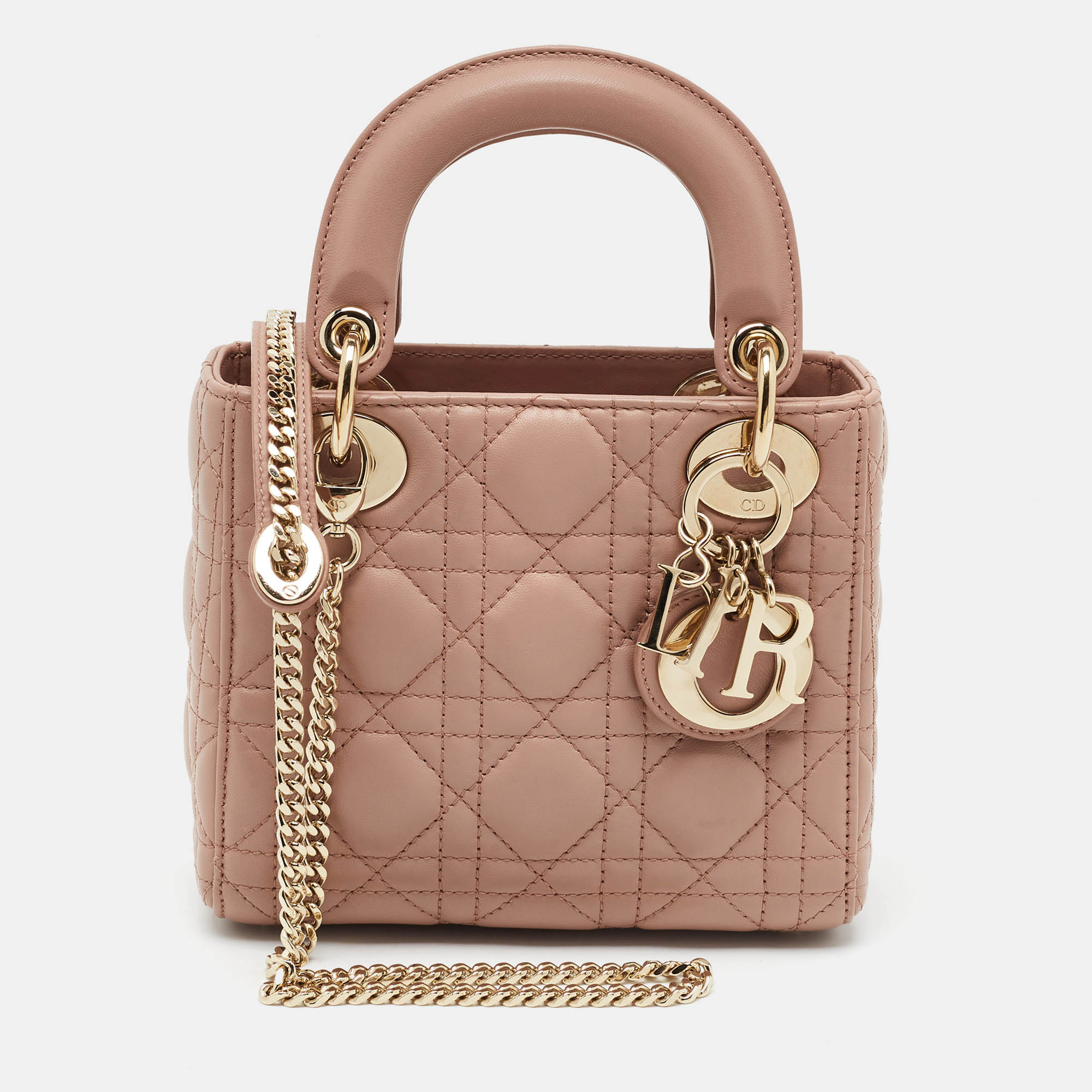 Dior Lady Dior Mini Beige Cannage Leather Tote