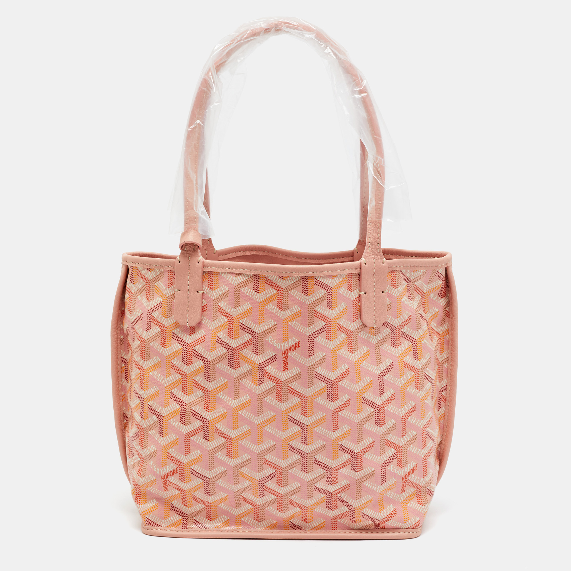 Goyard Anjou Mini Pink Goyardine Coated Canvas and Leather Tote