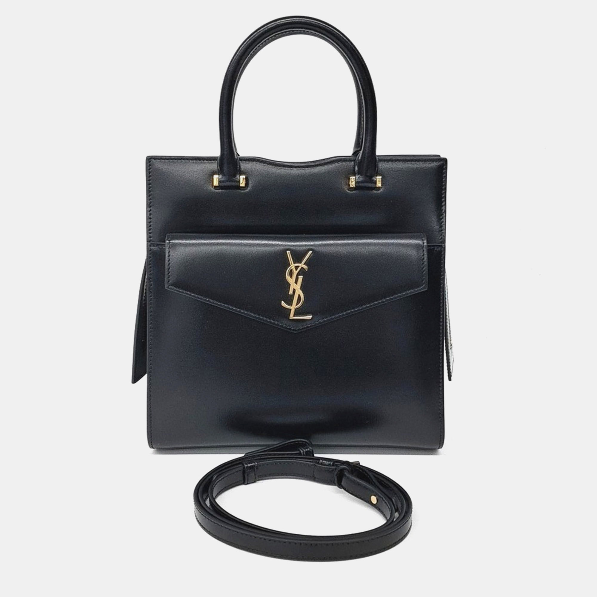 Saint Laurent Paris Black Leather Uptown Bag Small (561203)
