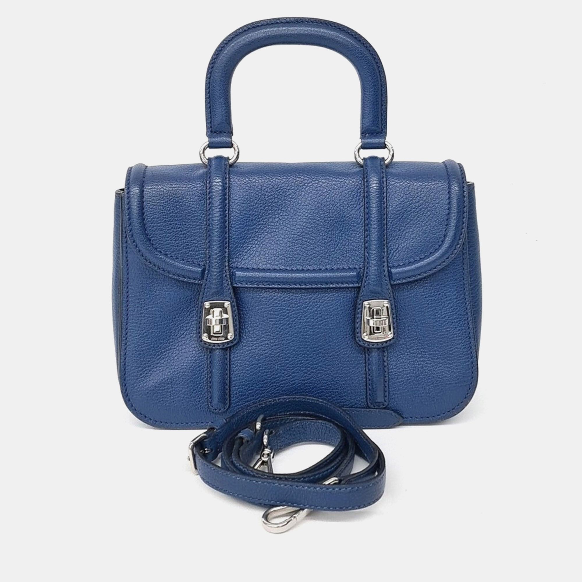 Miu Miu Blue Leather tote and shoulder bag