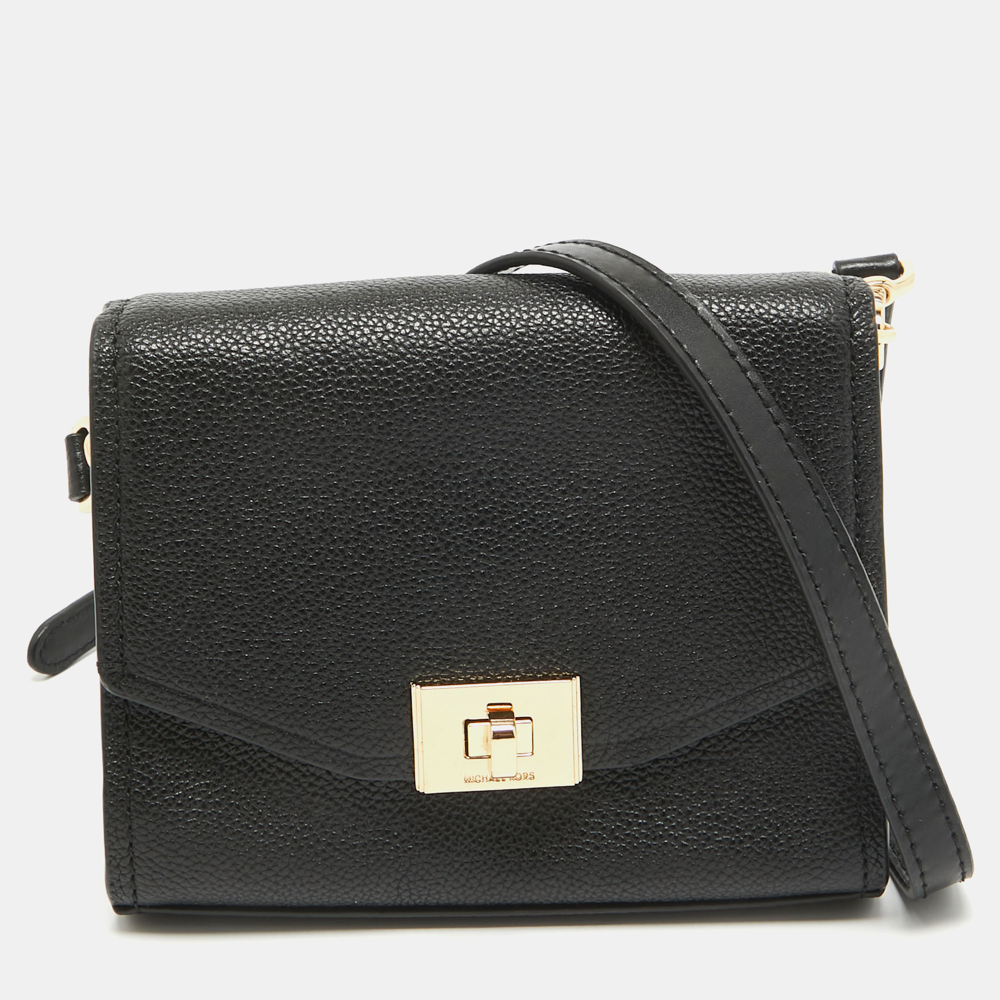 Michael Kors Cassie Black Leather Crossbody Bag
