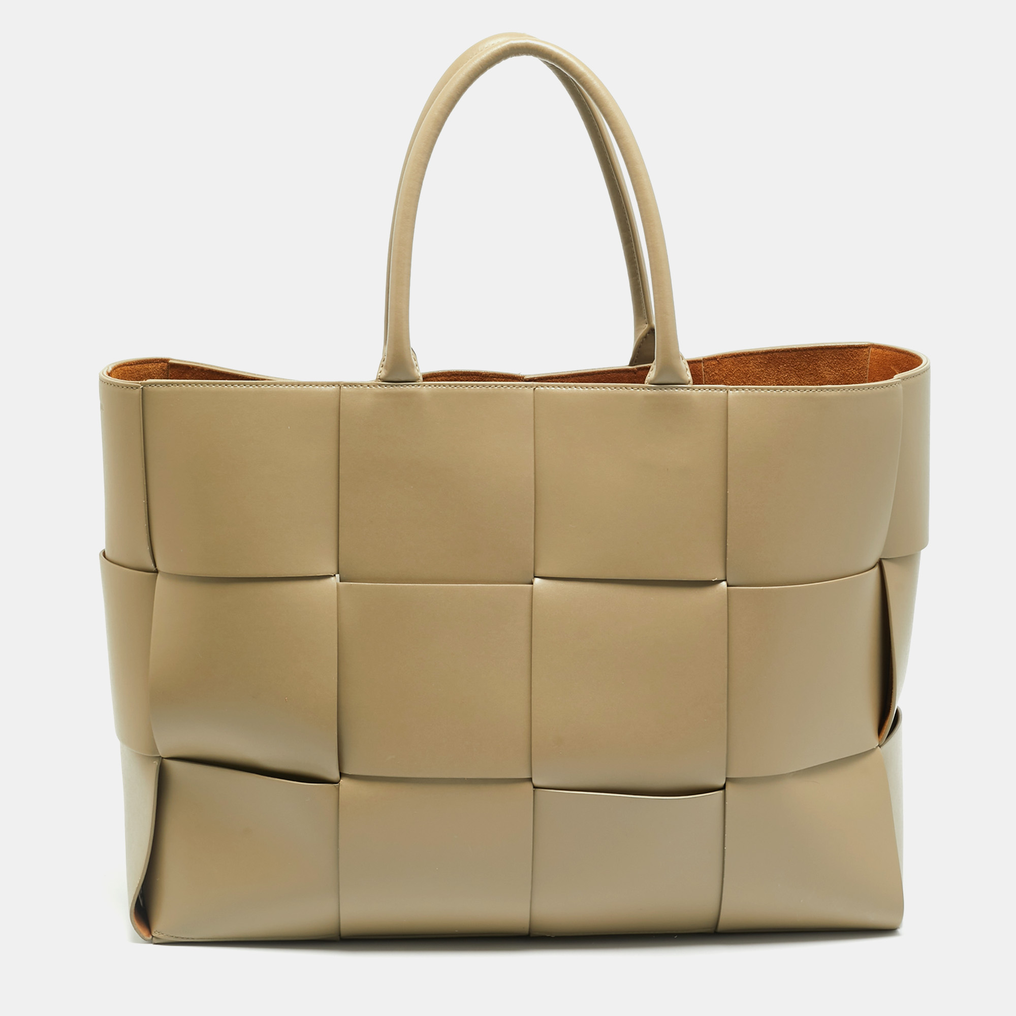 Bottega Veneta Arco Large Beige Intreccio Leather Tote