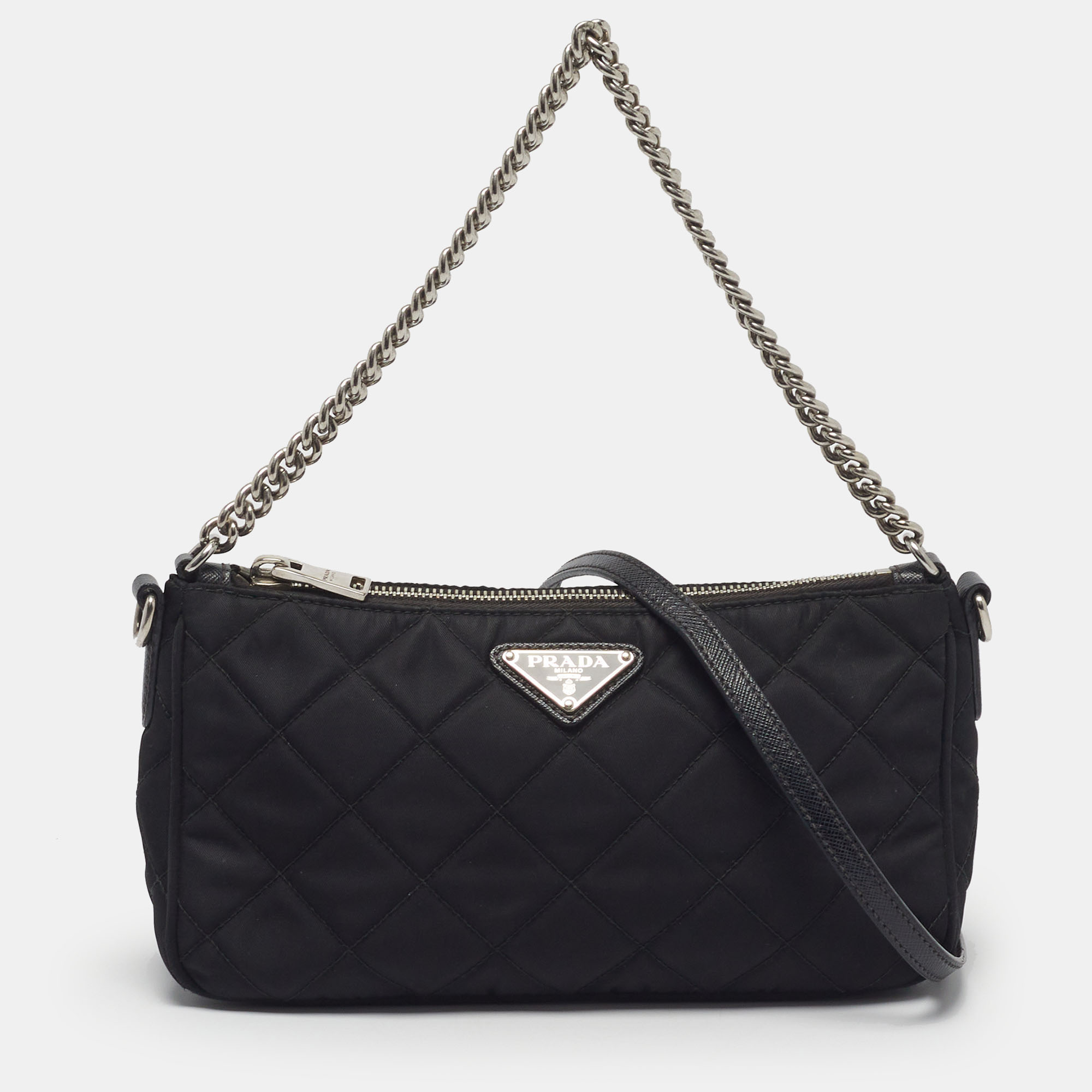 Prada Impuntu Black Nylon Tessuto Quilted Crossbody Bag