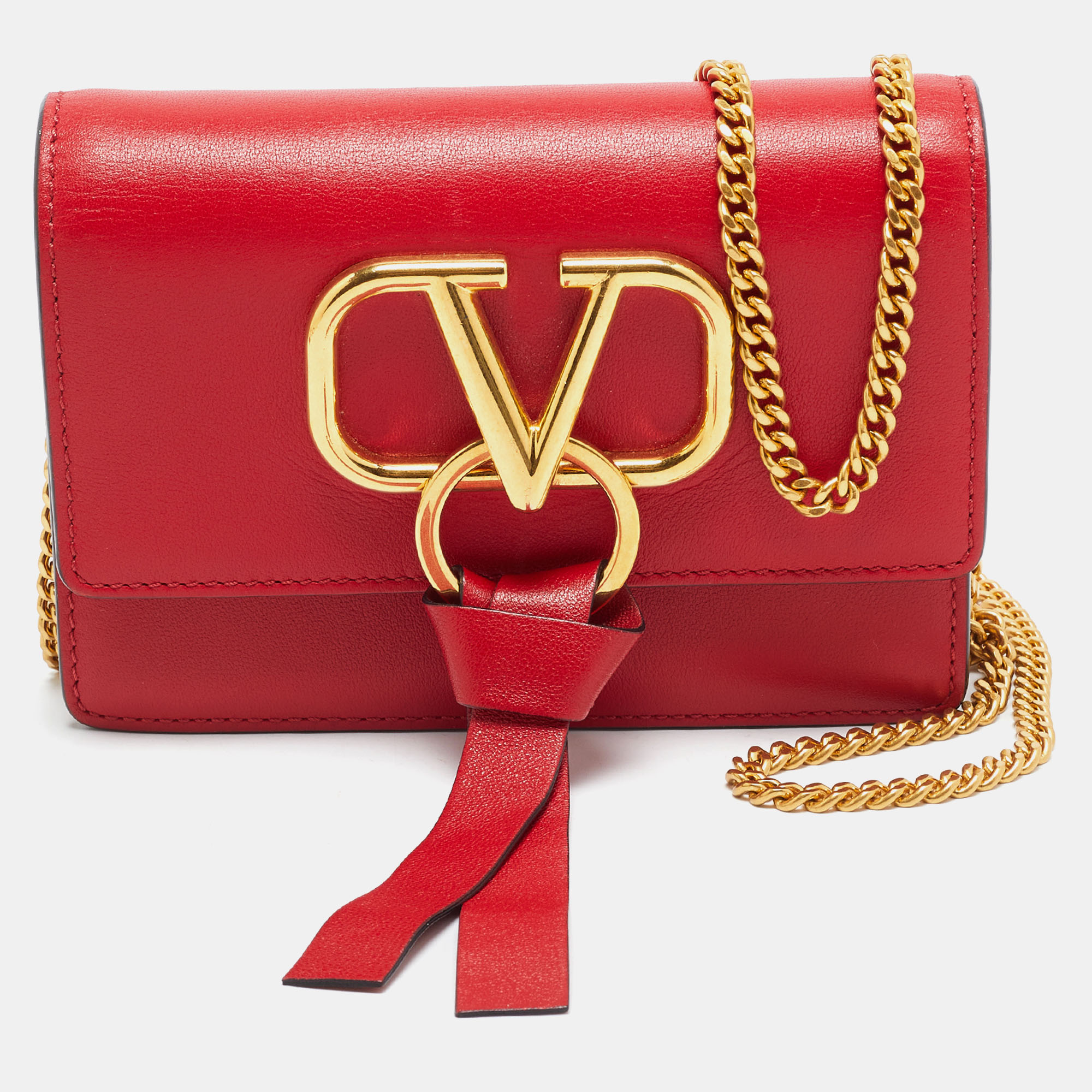 Valentino VRing Mini Red Leather Crossbody Bag