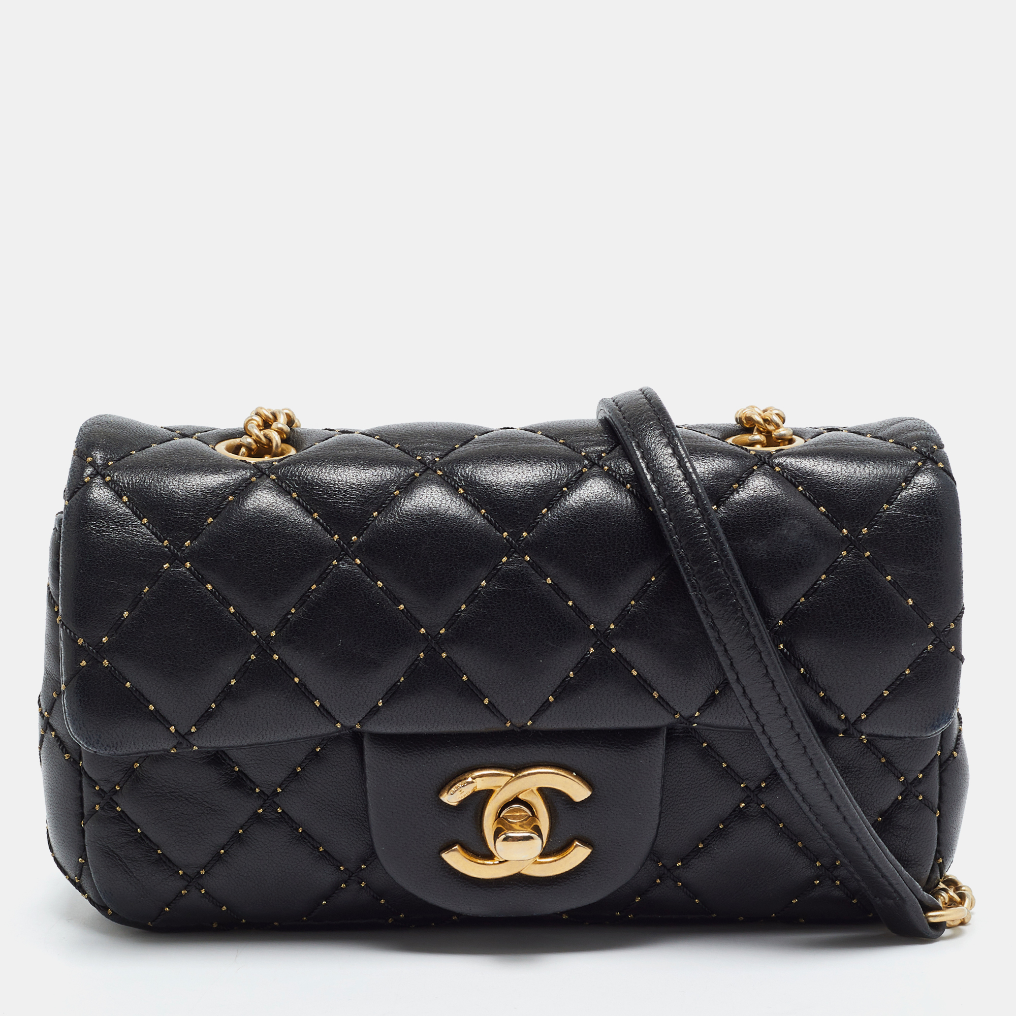 Chanel Paris-Salzburg Studded Extra Mini Black Quilted Leather Flap Bag