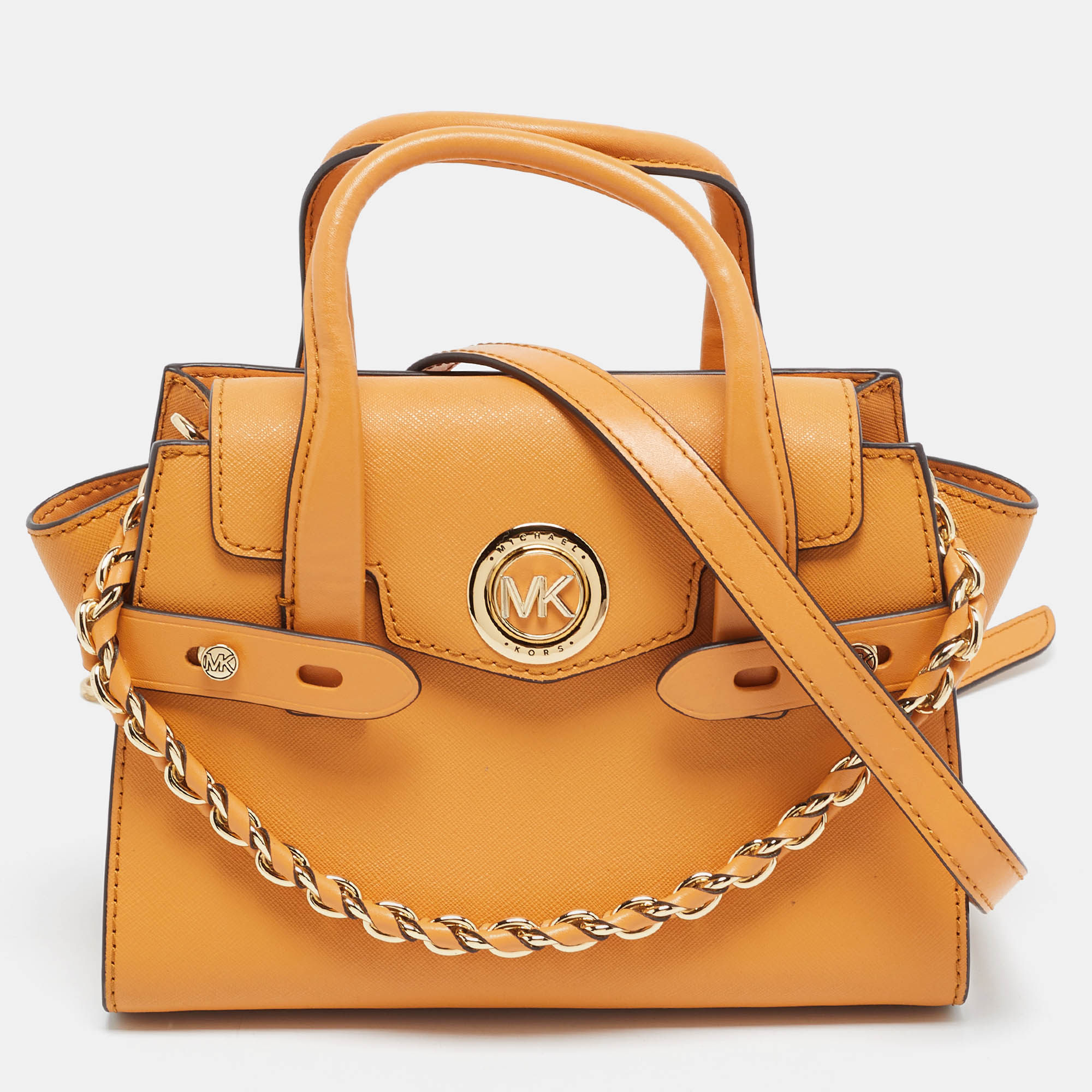 Michael Kors Carmen Extra Small Light Orange Leather Tote