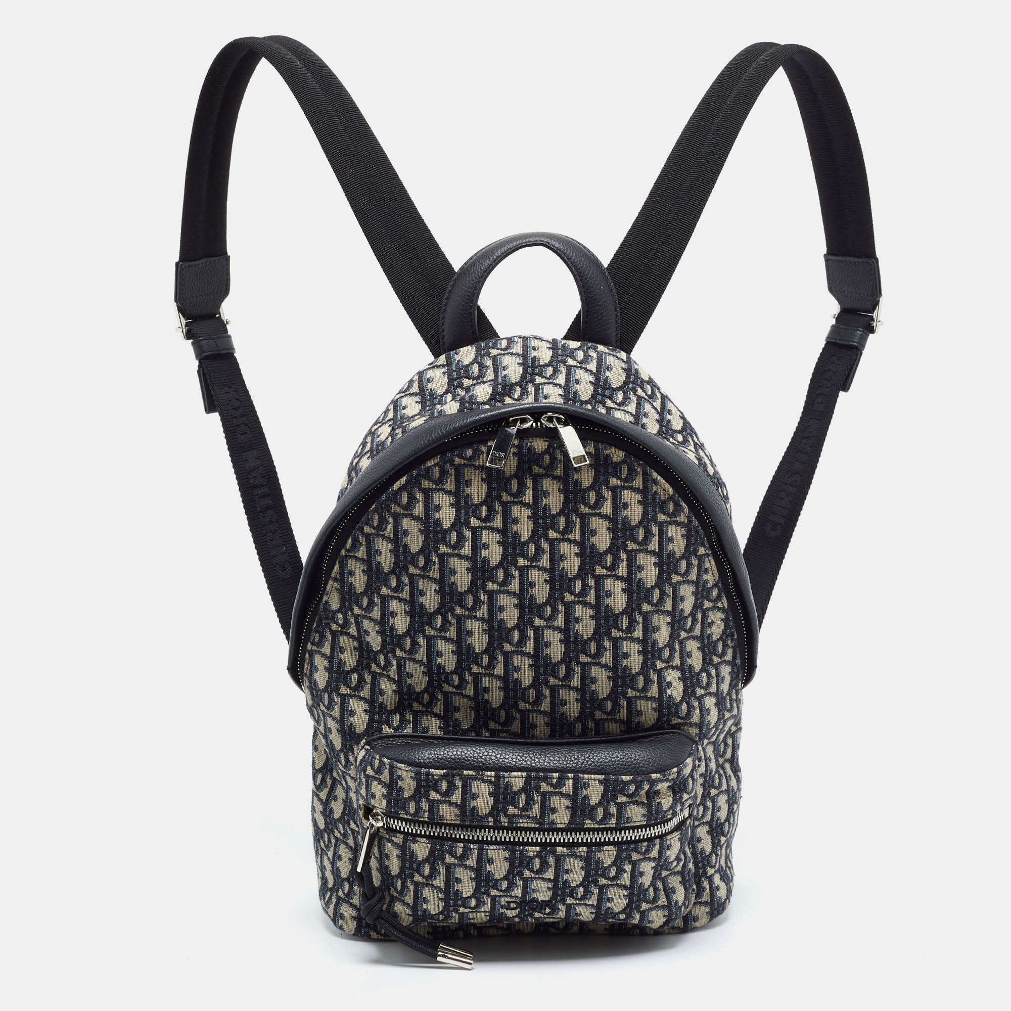 Dior Rider Black/Navy Blue Oblique Canvas and Leather Backpack