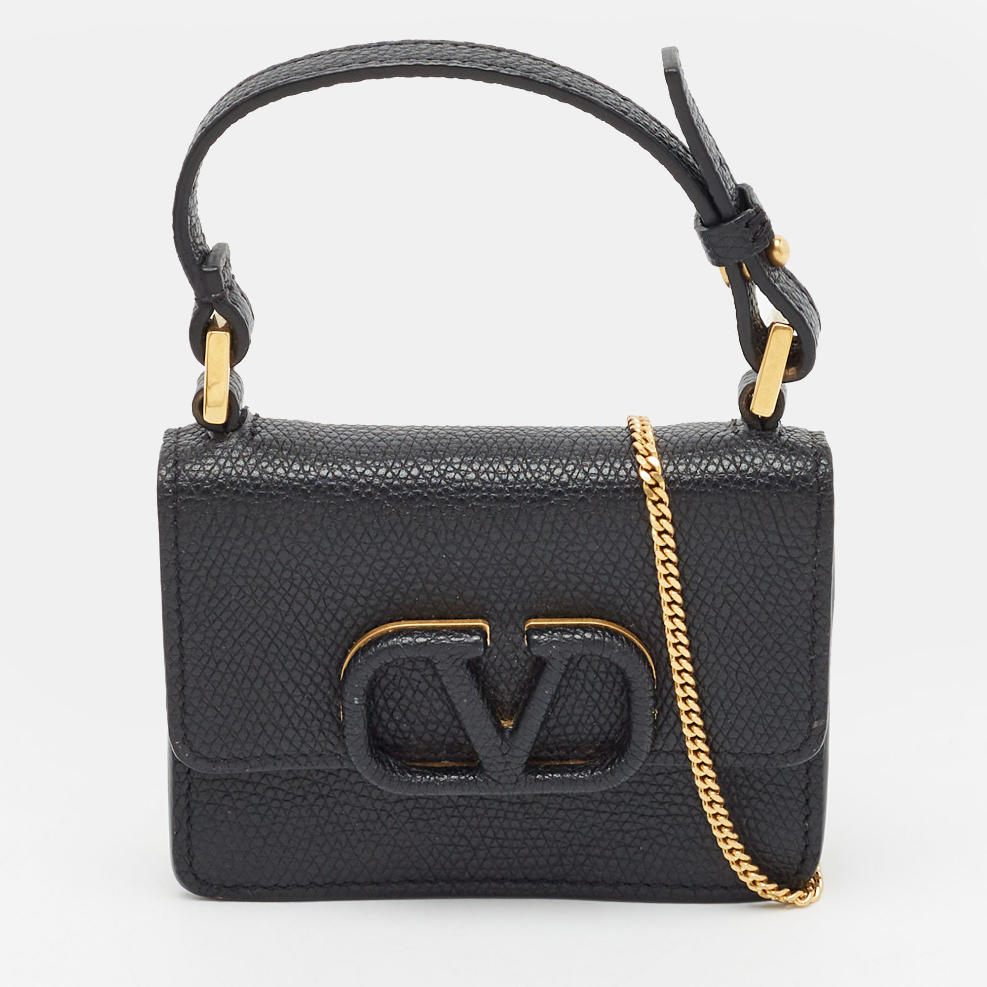 Valentino VLogo Micro Black Leather Crossbody Bag