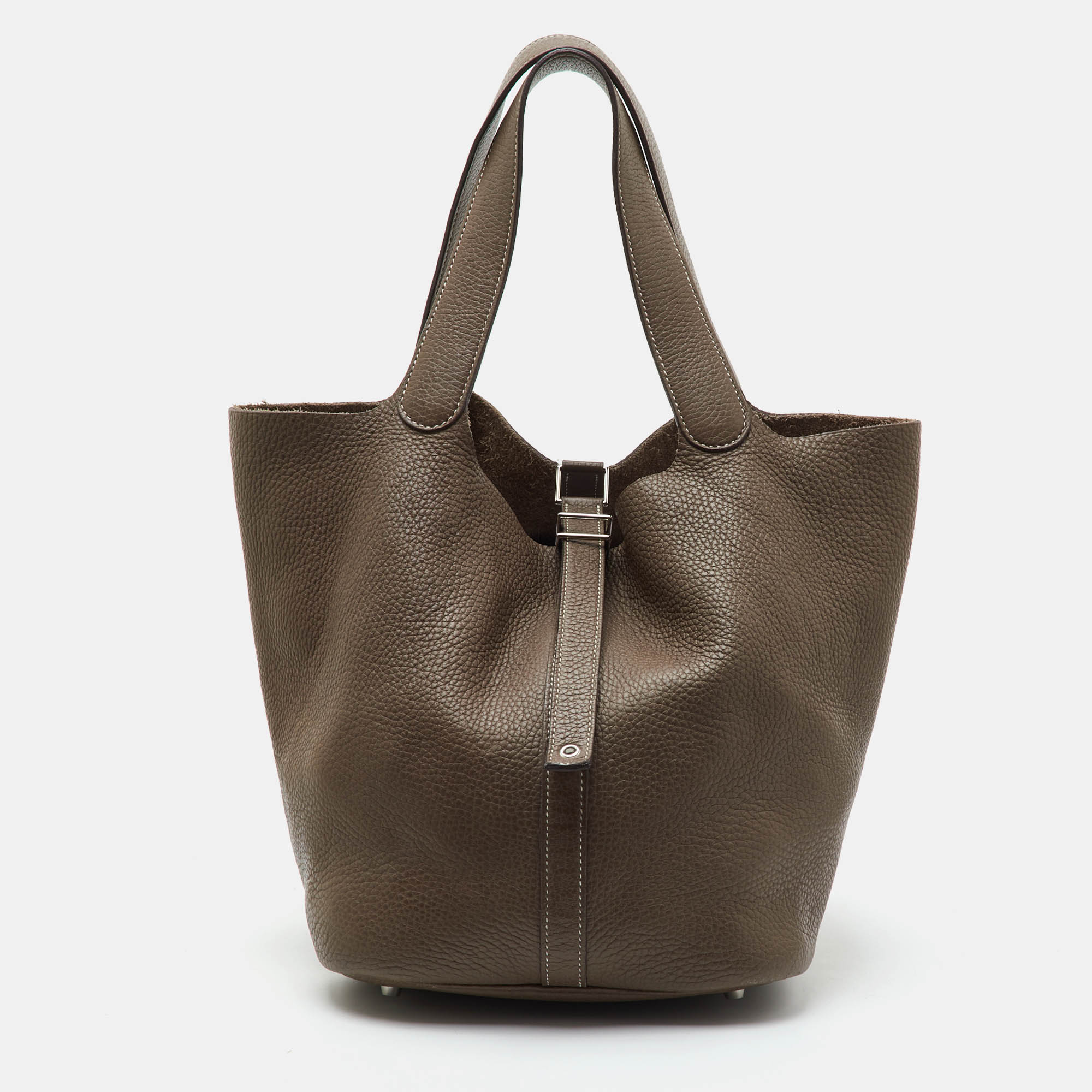 Herm&egrave;s Picotin Lock 26 Etoupe Taurillon Clemence Leather Bag Hermes