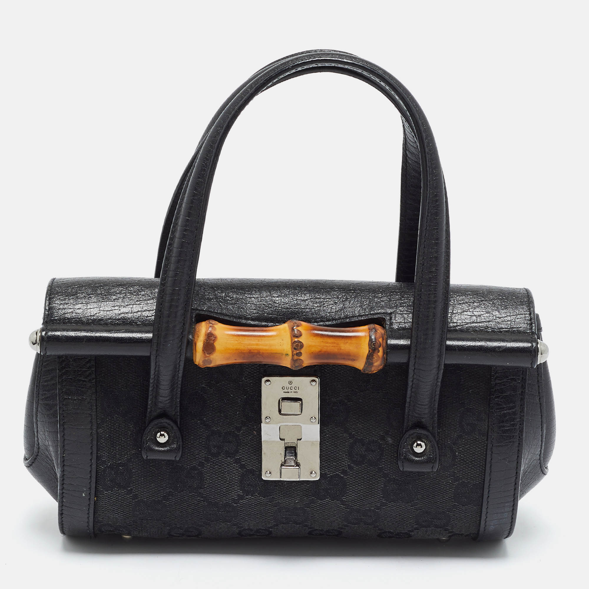 Gucci Mini Bamboo Bullet Black Canvas Tote