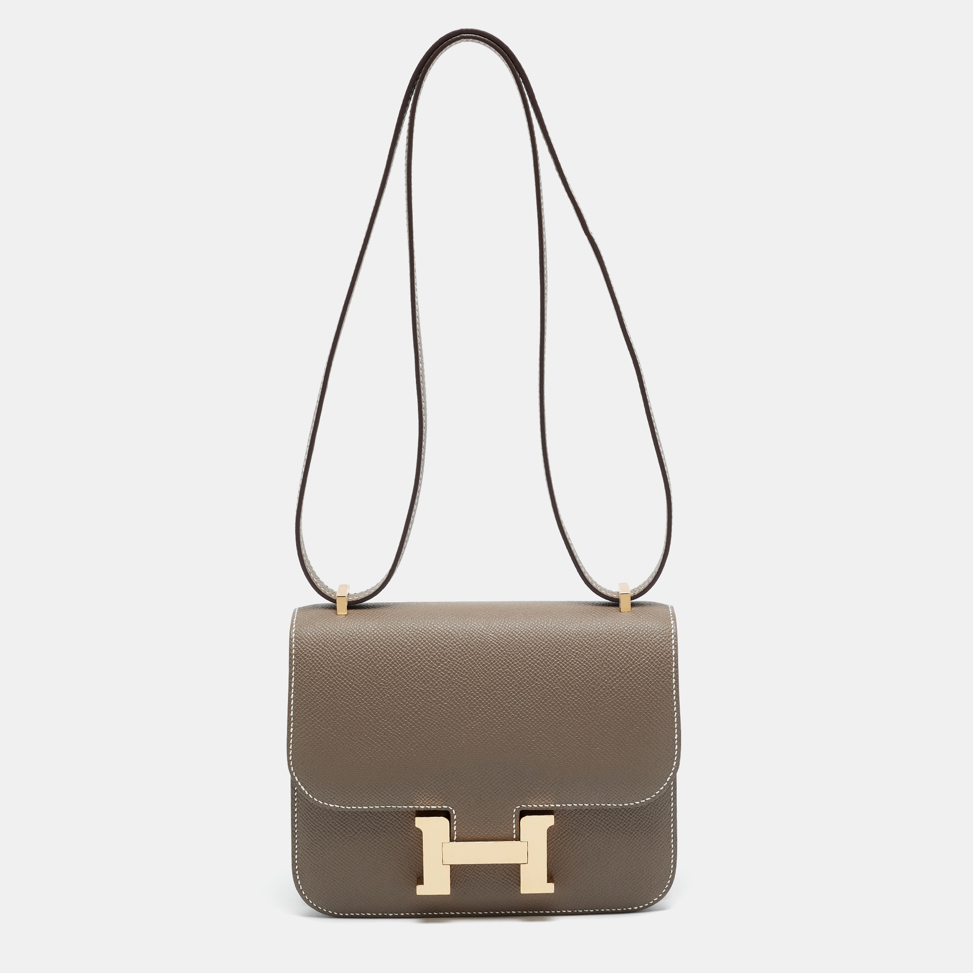 Herm&egrave;s Constance 18 Mini Gold Finish Etoupe Epsom Leather Crossbody Bag Hermes
