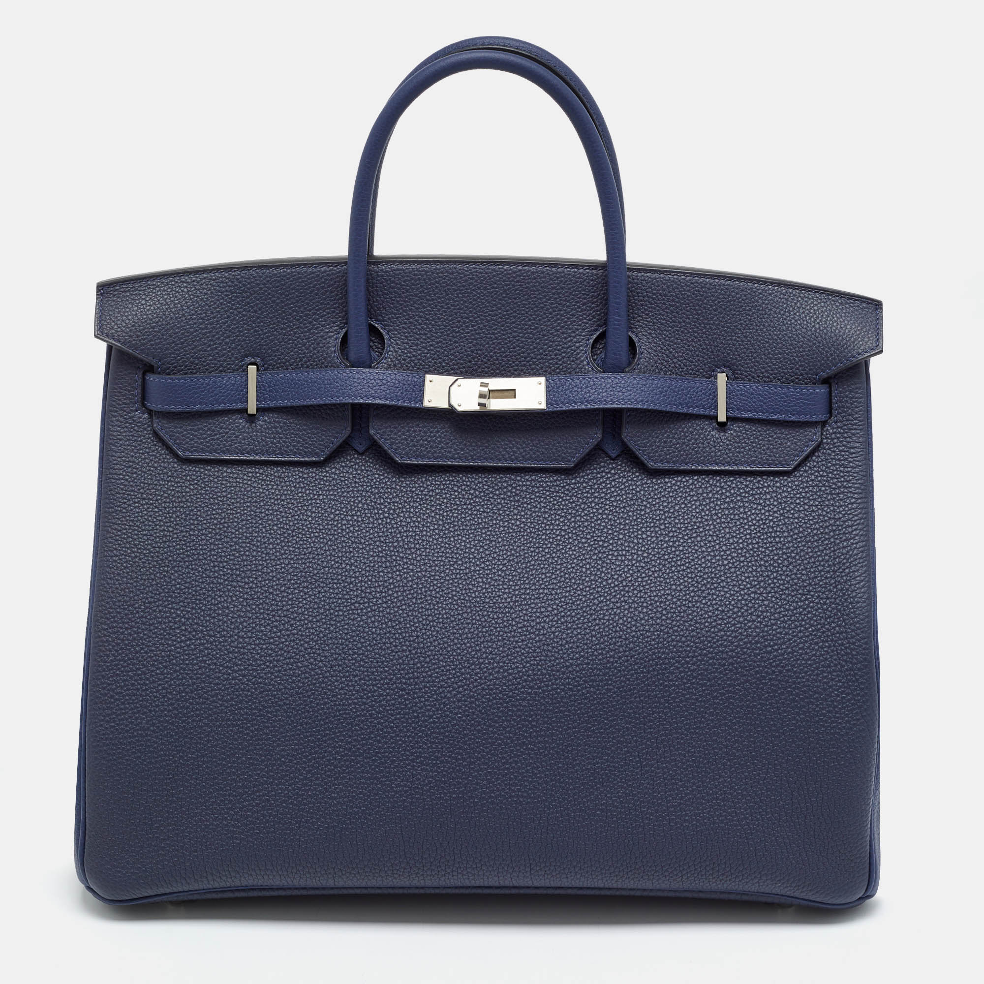 Herm&egrave;s Birkin 40 Brushed Palladium Finish Bleu Nuit/Bleu Saphir Togo Leather Tote Hermes