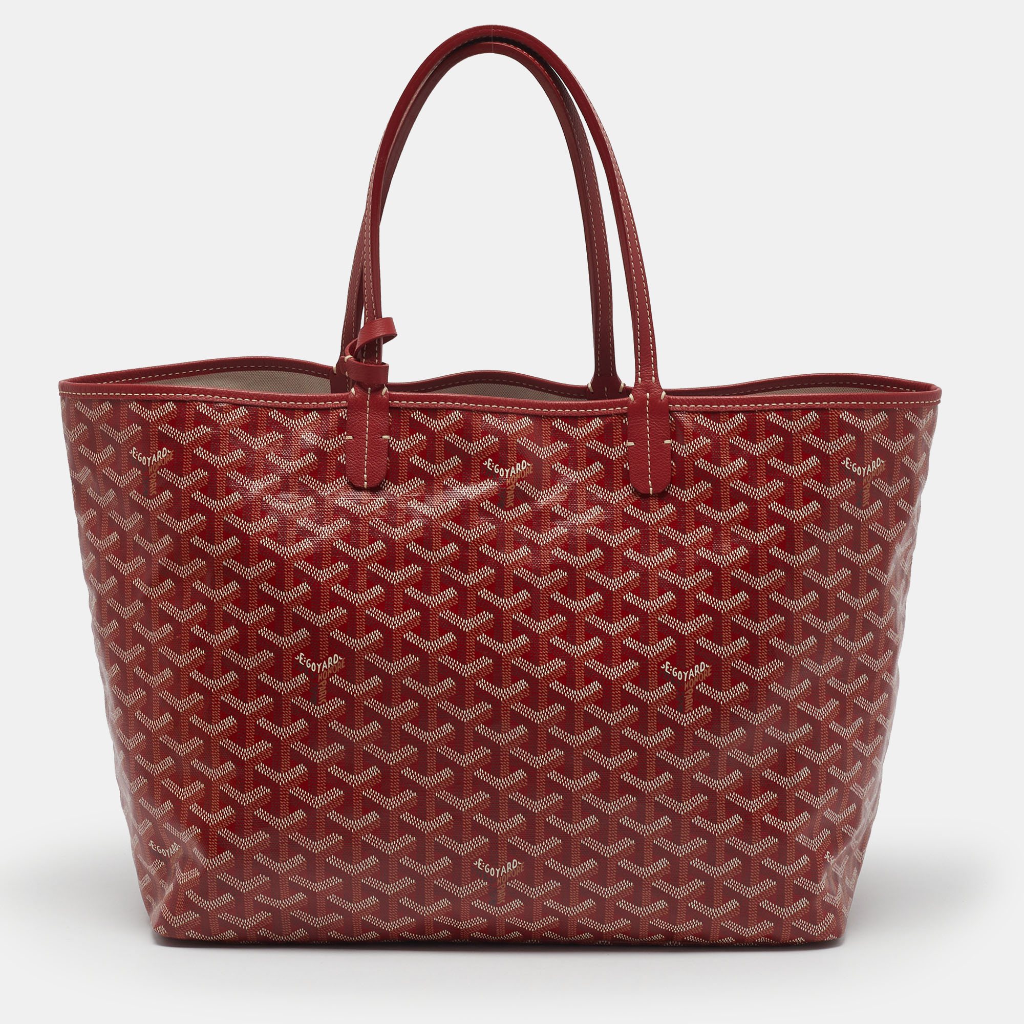 Goyard Saint Louis PM Red Goyardine Coated Canvas and Leather Tote