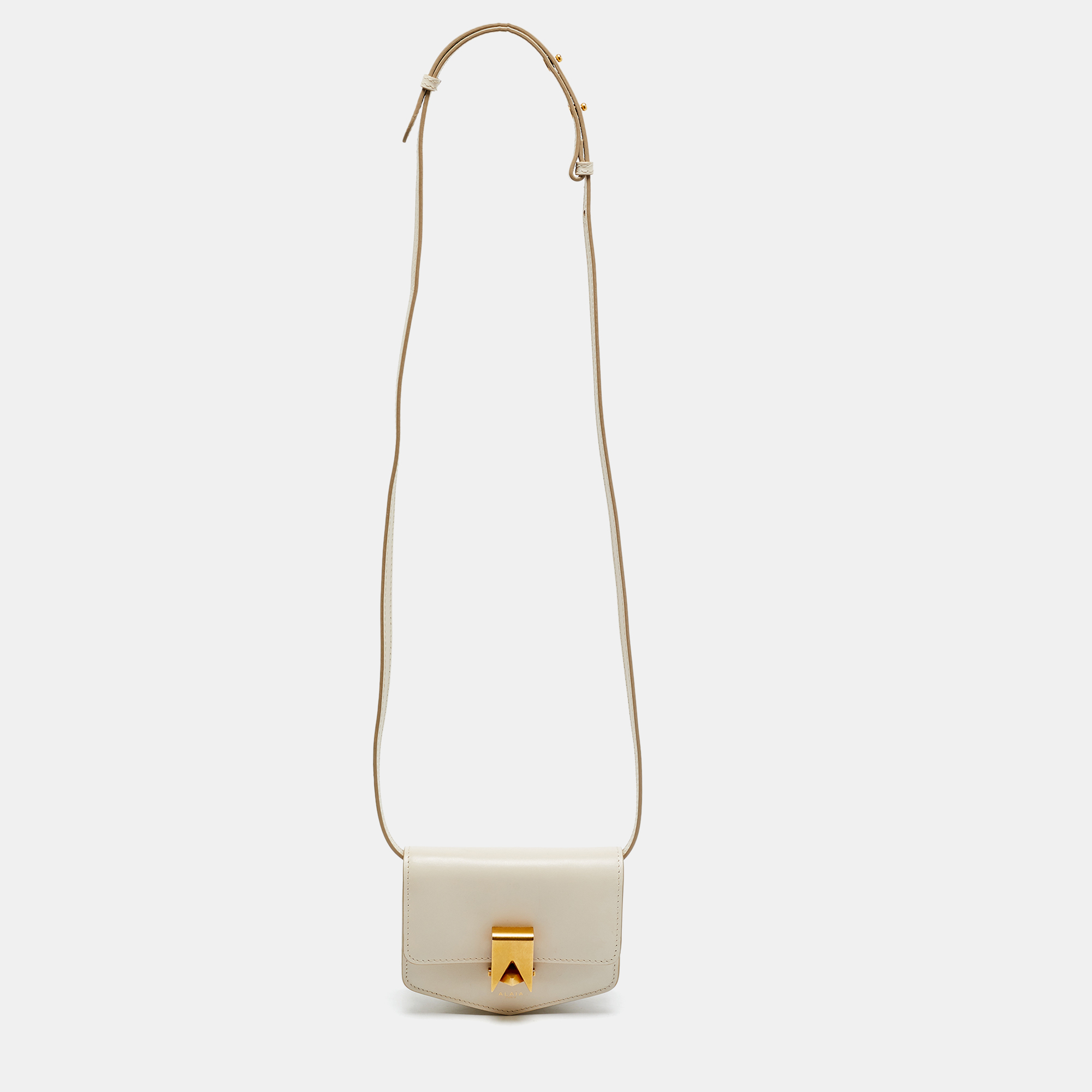 Alaia Le Papa Mini Off White Leather Crossbody Bag