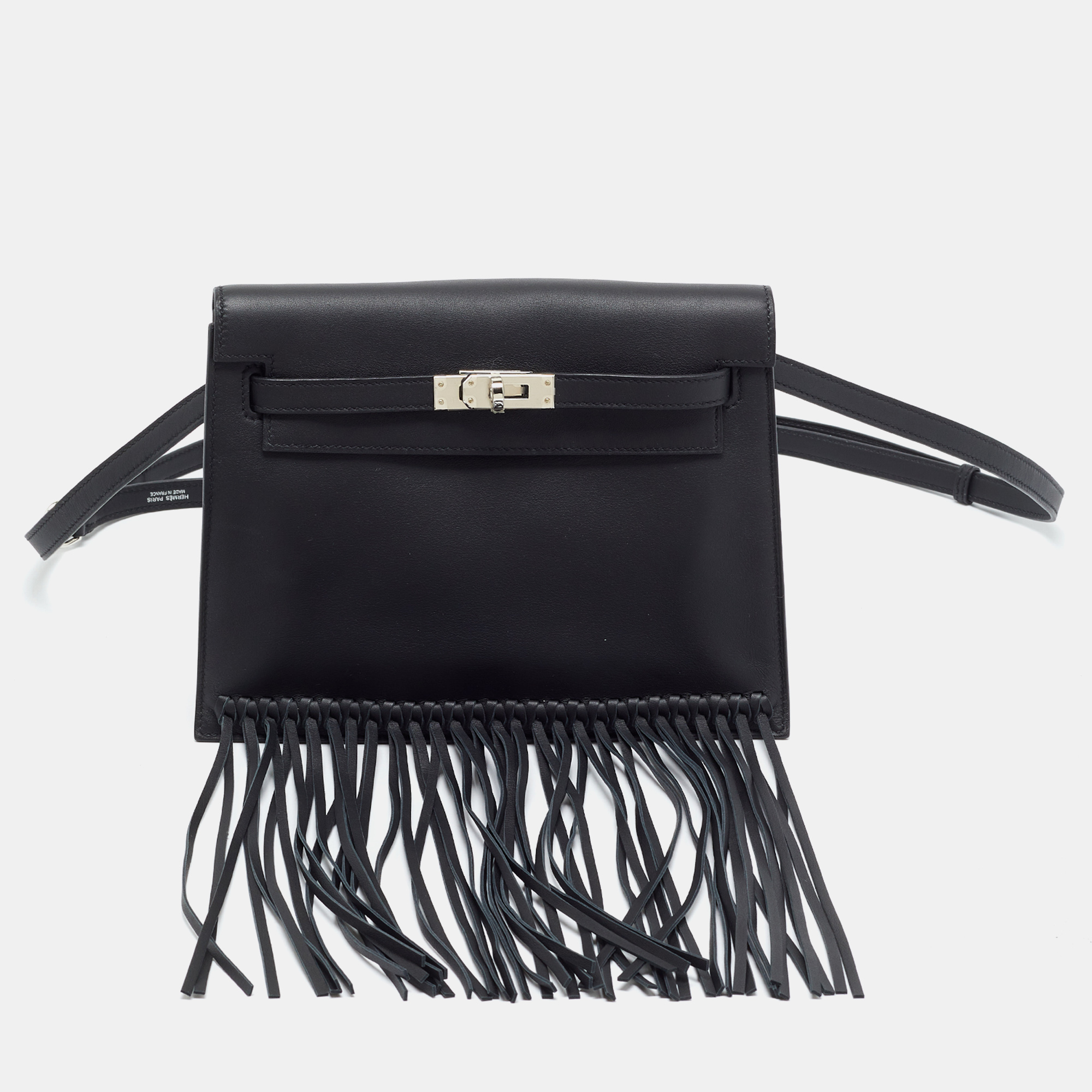 Herm&egrave;s Kelly Danse Anate Noir Swift Leather Belt Bag Hermes