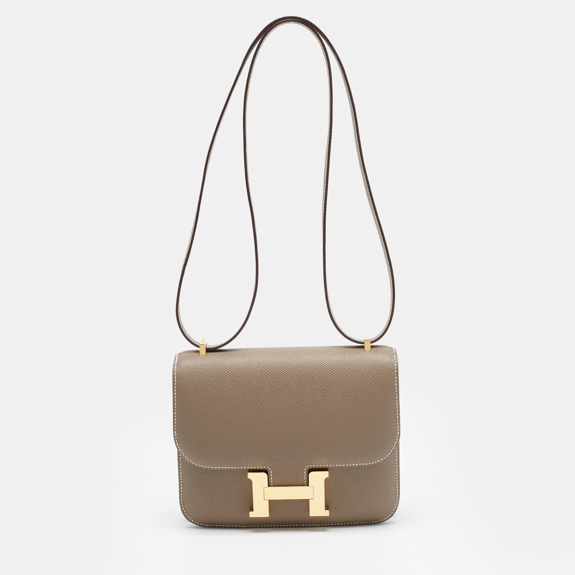 Hermes Constance 18 Mini Gold Finish Etoupe Epsom Leather Crossbody Bag