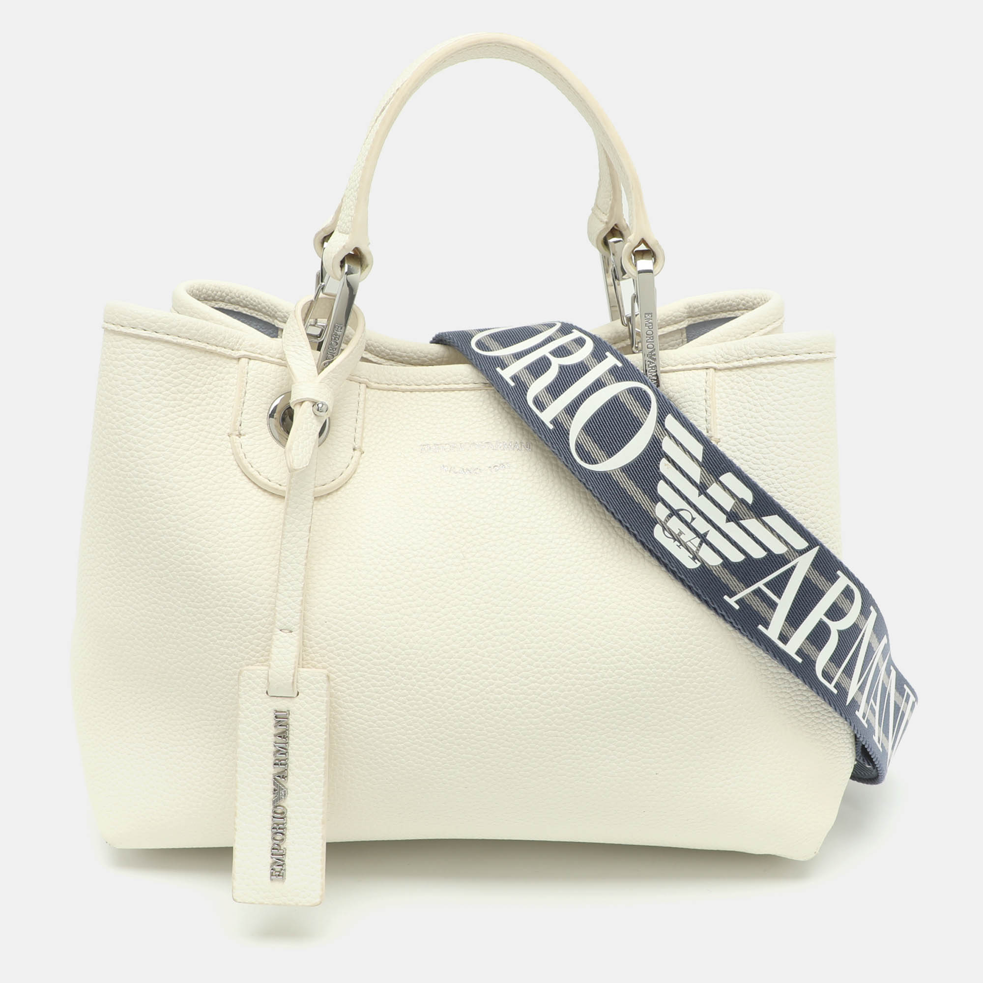 Emporio Armani MyEA Small White Leather Tote