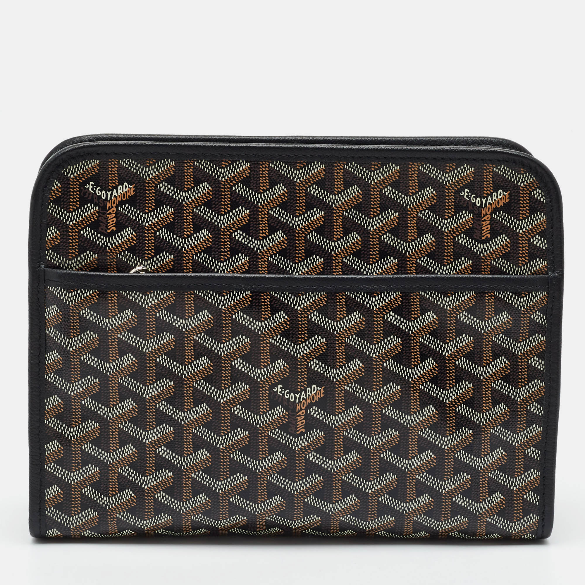 Goyard Jouvence MM Black Goyardine Coated Canvas and Leather Toiletry Bag