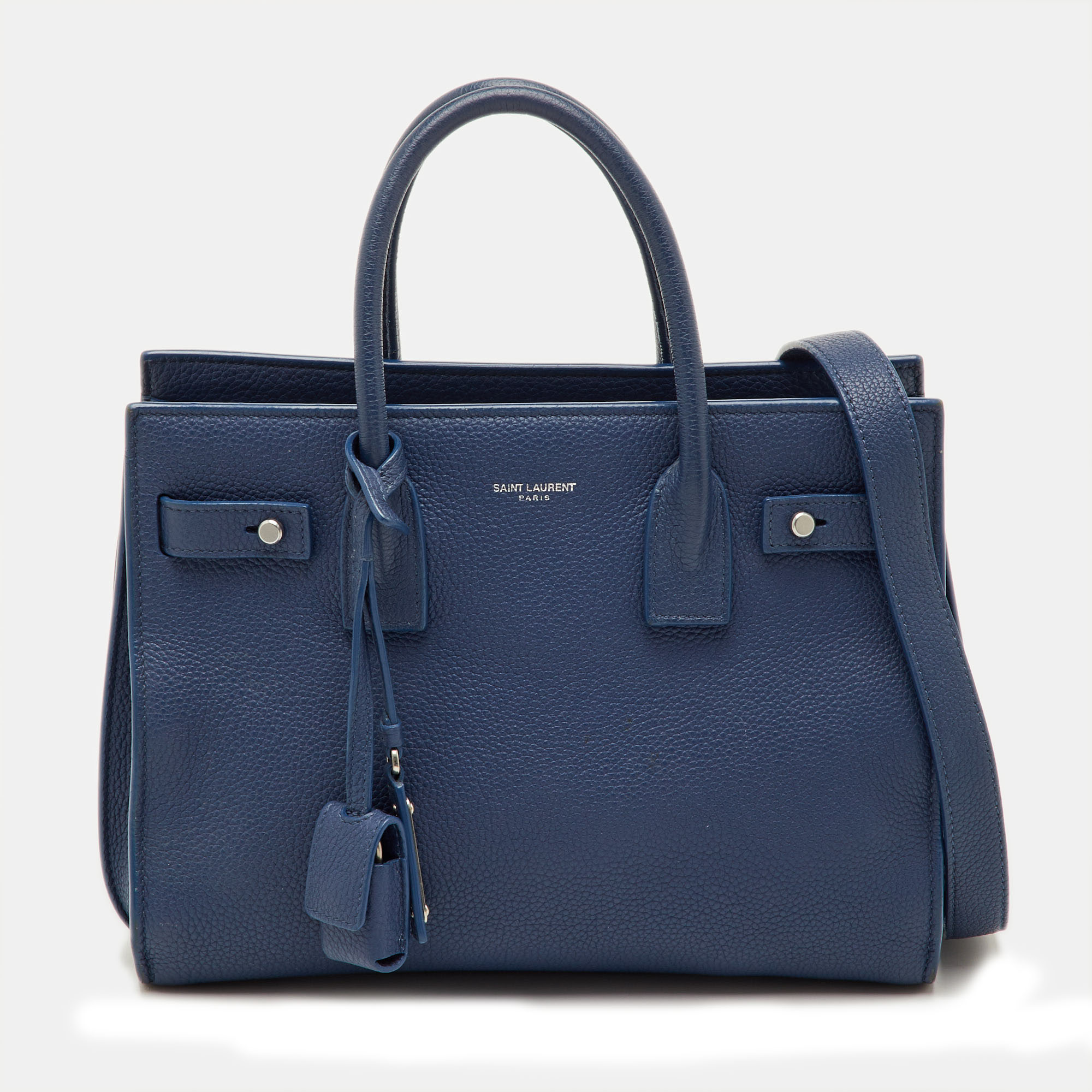 Saint Laurent Sac De Jour Baby Navy Blue Leather Tote Saint Laurent Paris