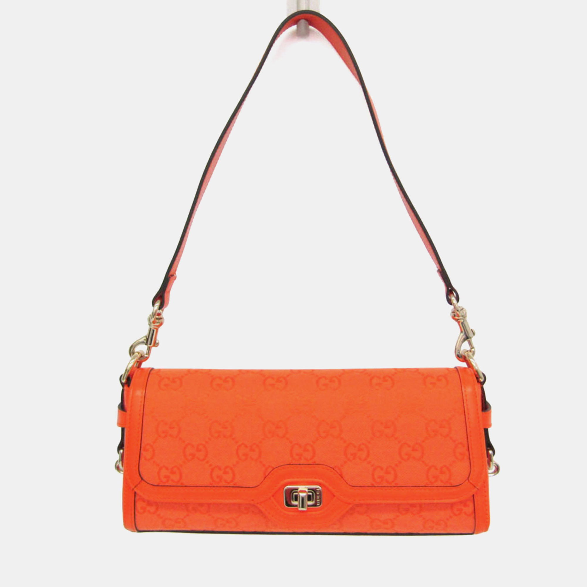 Gucci Luce Small Orange GG Canvas Leather Shoulder Bag
