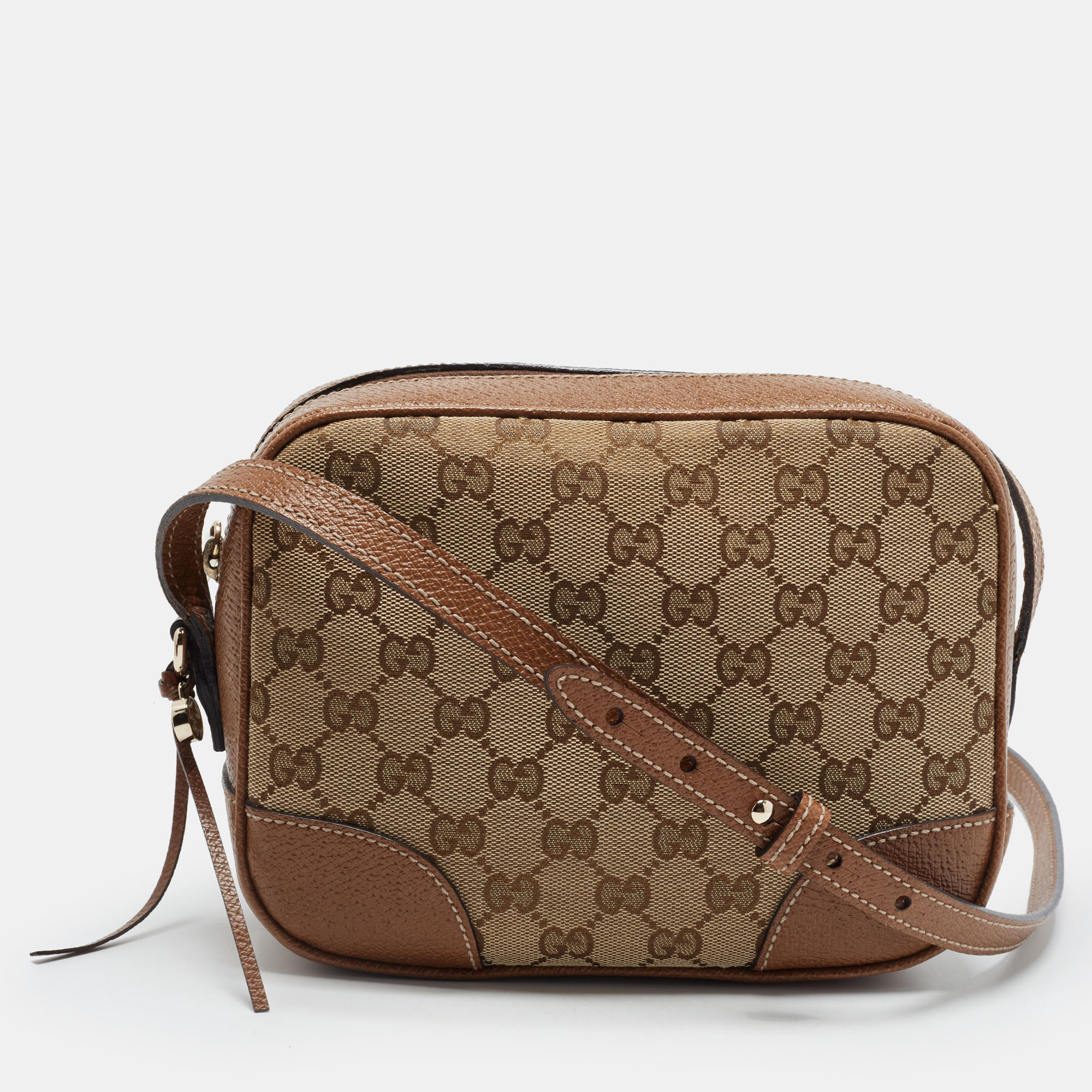 Gucci Bree Beige/Brown GG Canvas and Leather Camera Bag