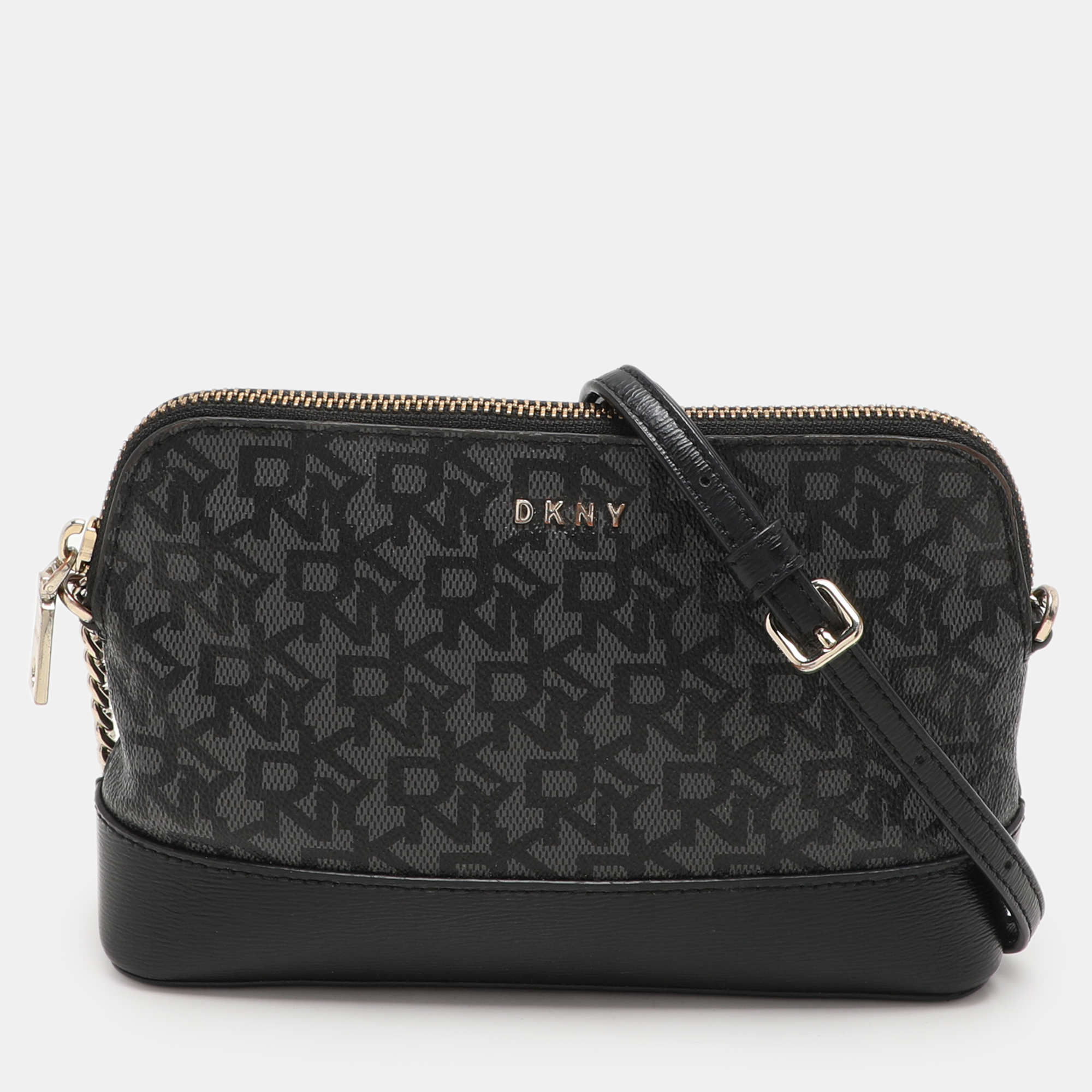 Dkny Grey Leather and PVC Crossbody Bag