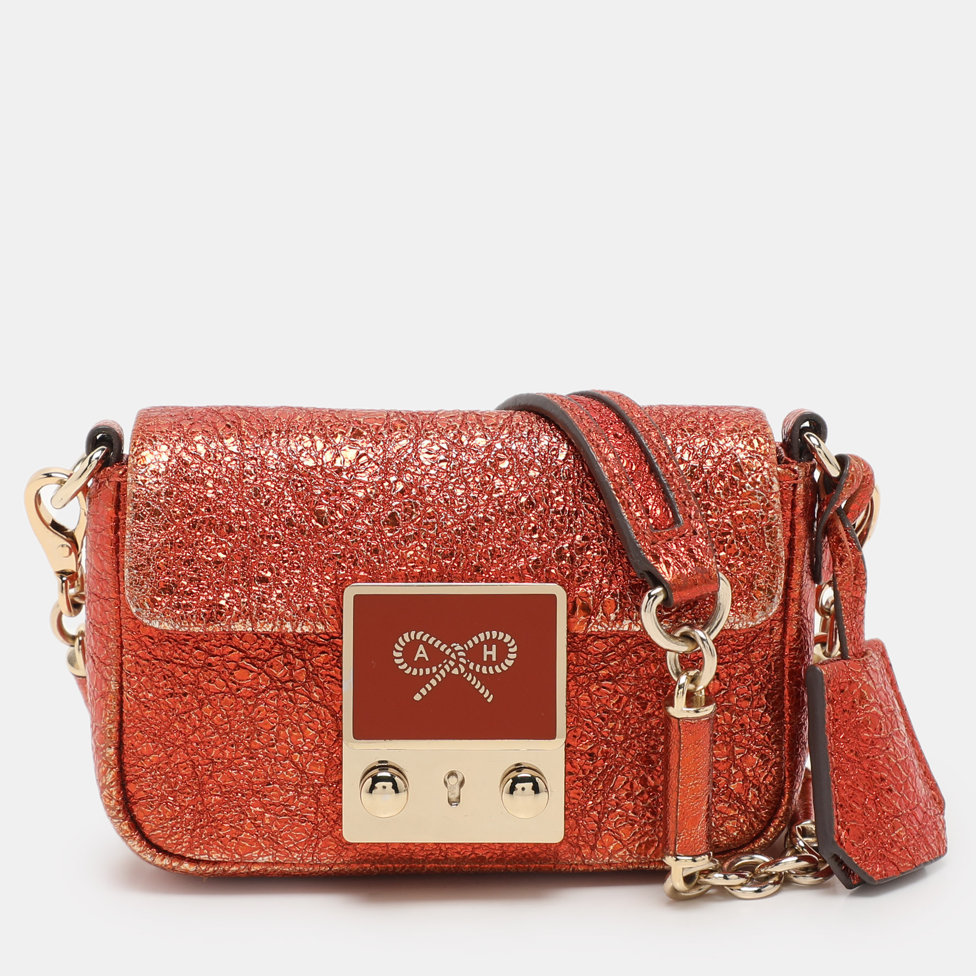 Anya Hindmarch Metallic Foil Leather Crossbody Bag