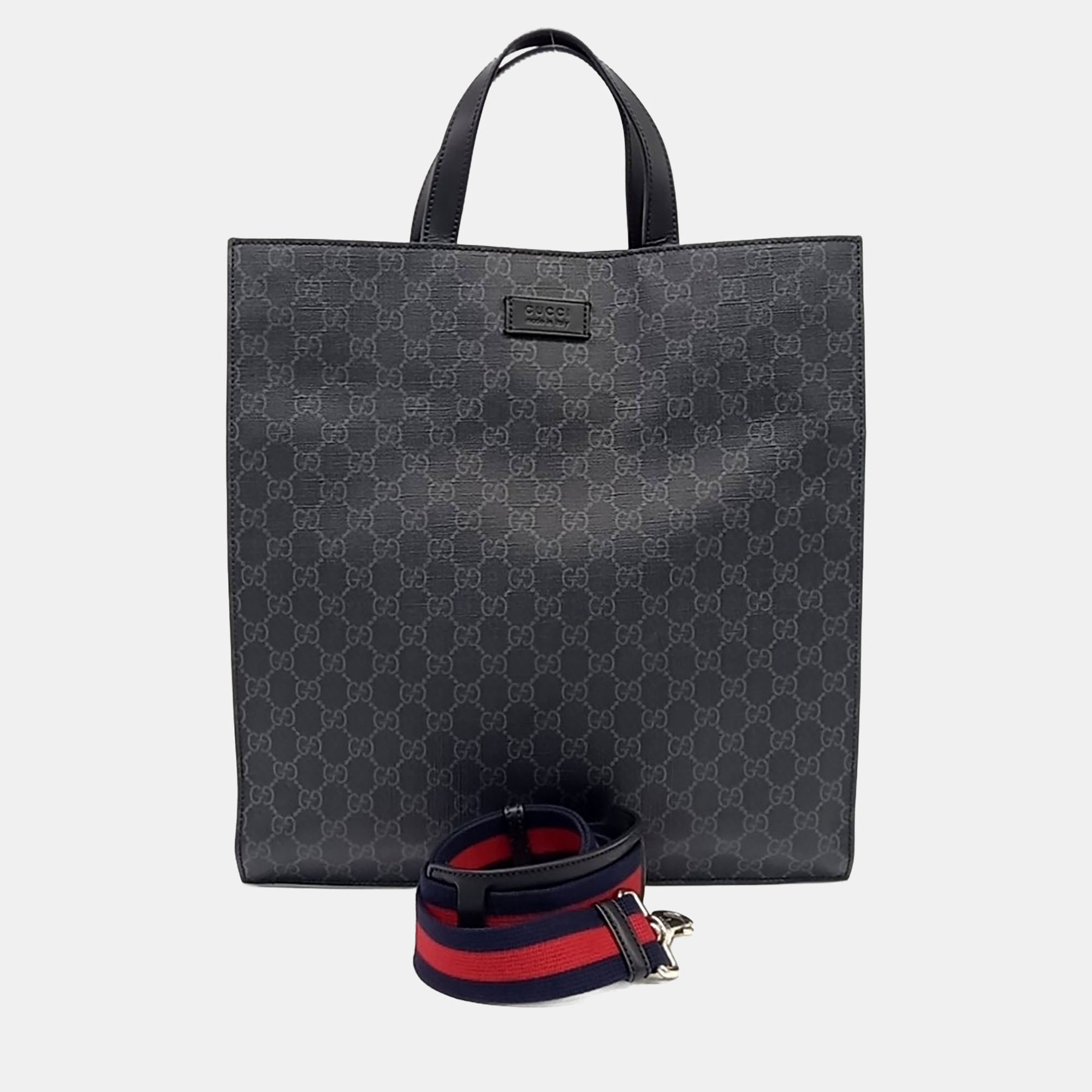 Gucci Soft GG Supreme Medium Black Coated Canvas Tote Bag
