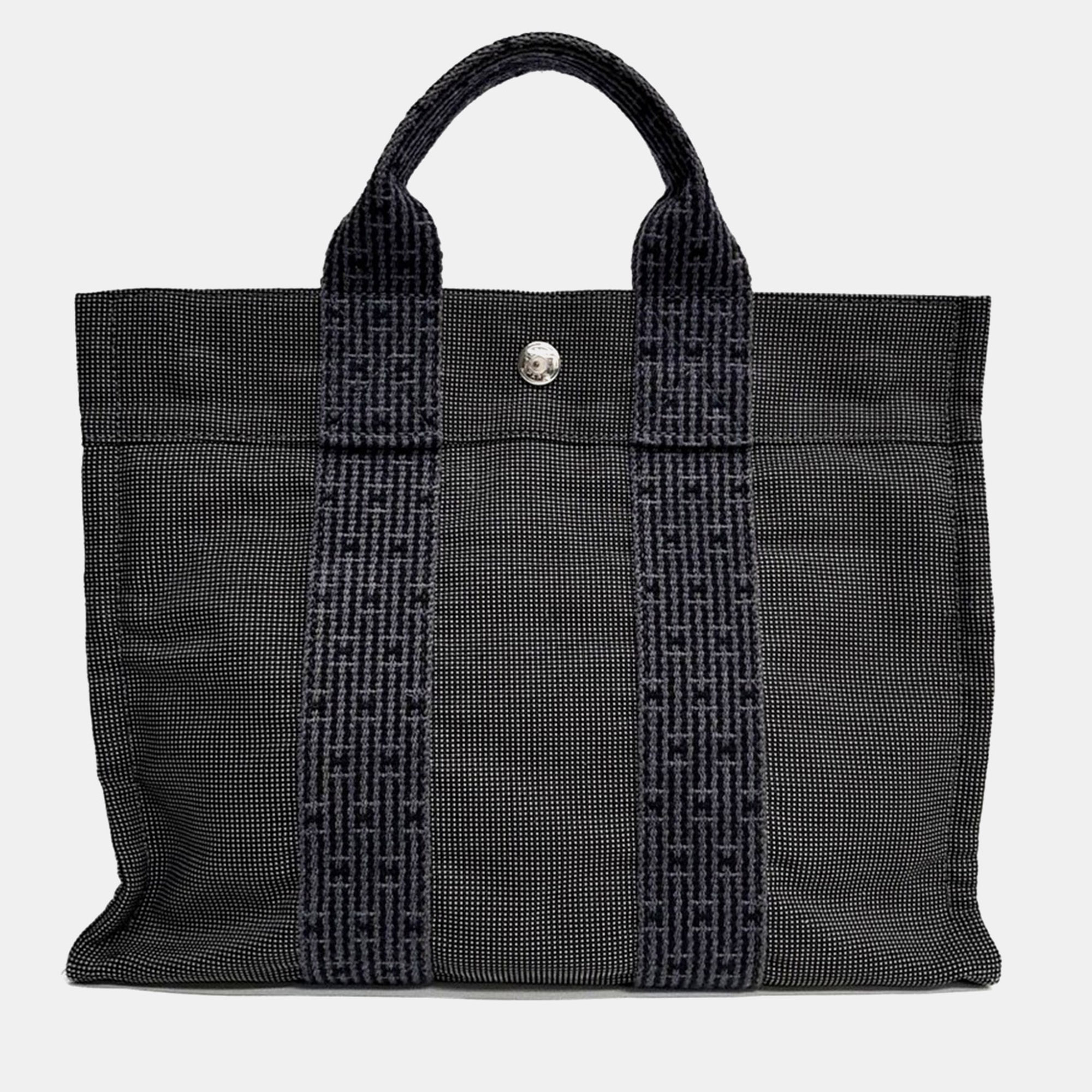 Hermes Furuto PM Black Cotton Canvas Tote Bag