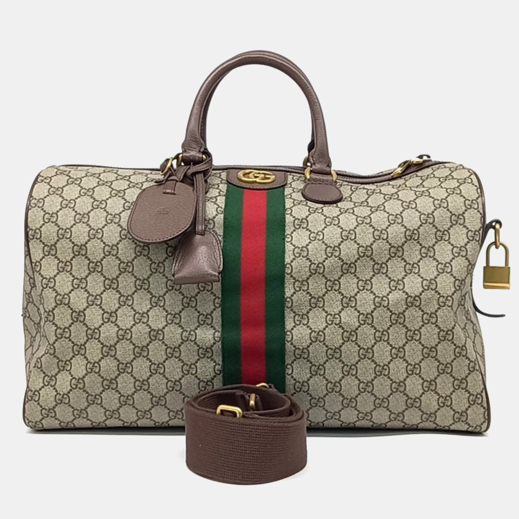Gucci Ophidia Supreme Carry-On Duffle Large Multicolor PVC Coated Canvas Top Handle Bag