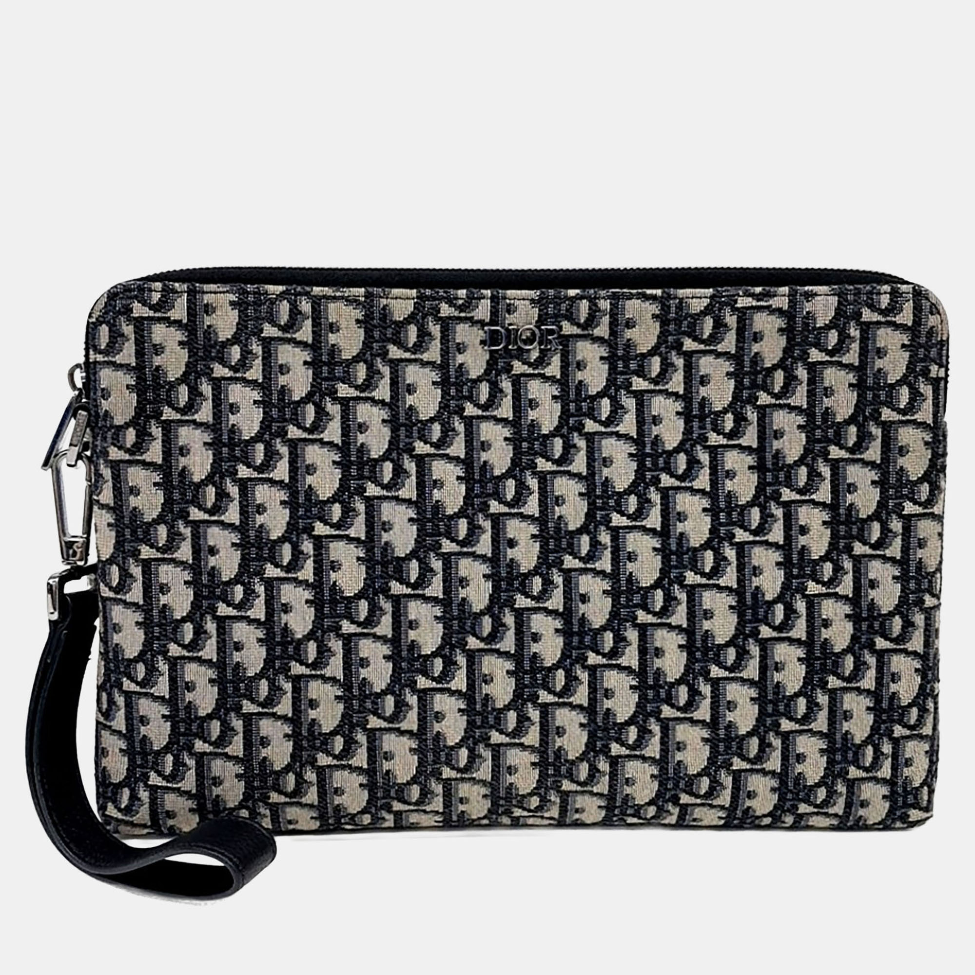 Dior Homme Oblique Clutch Black Canvas Clutch Bag