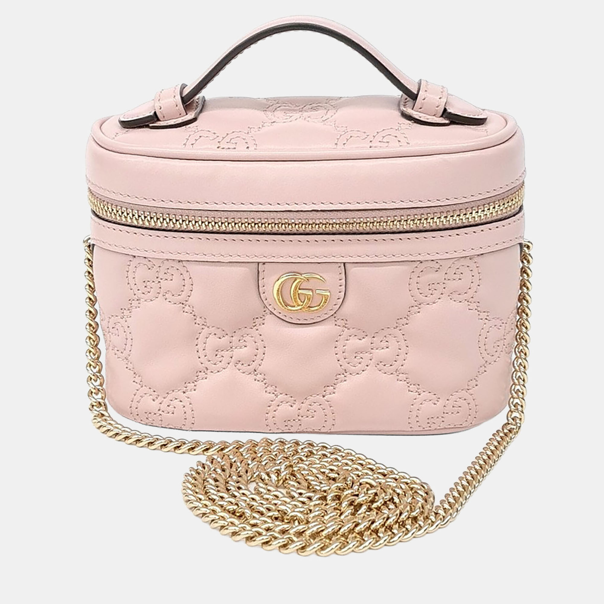 Gucci GG Matelasse Mini Pink Leather Top Handle Bag