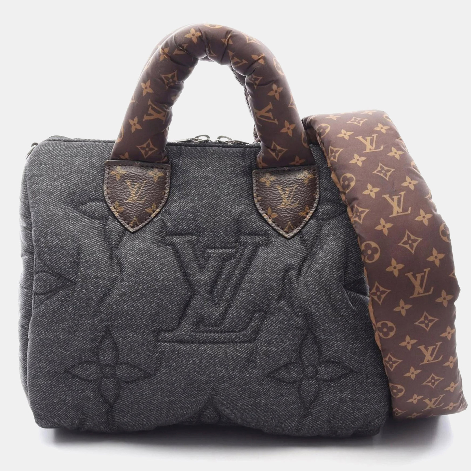 Louis Vuitton Speedy Bandouliere 25 LV Pillow Gray Brown Monogram Nylon Coated Canvas 2 -Way Handbag