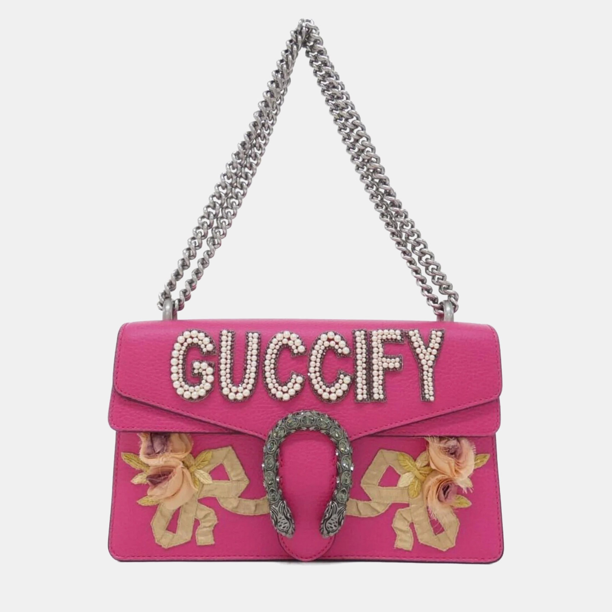 Gucci Dionysus Small Pink Pebbled Leather Shoulder Bag