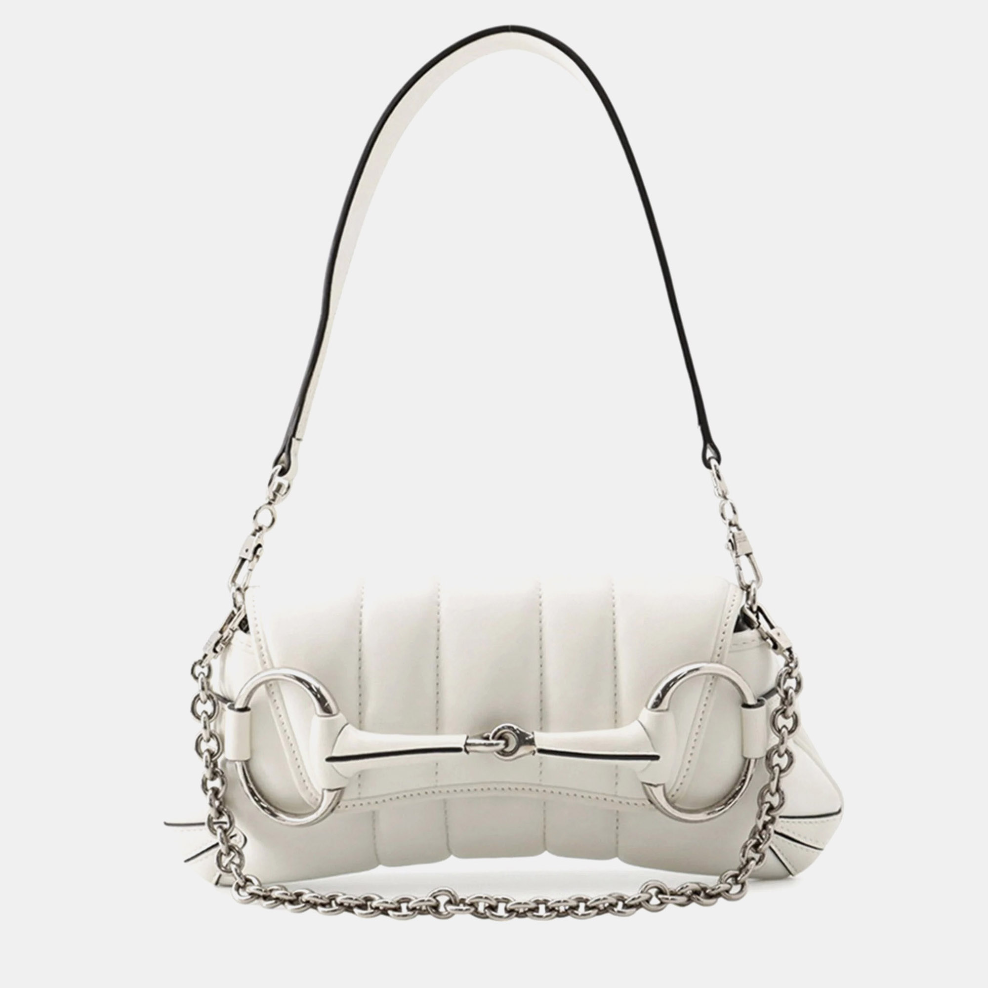 Gucci Horsebit Chain Small White Quilted Leather Shoulder Bag
