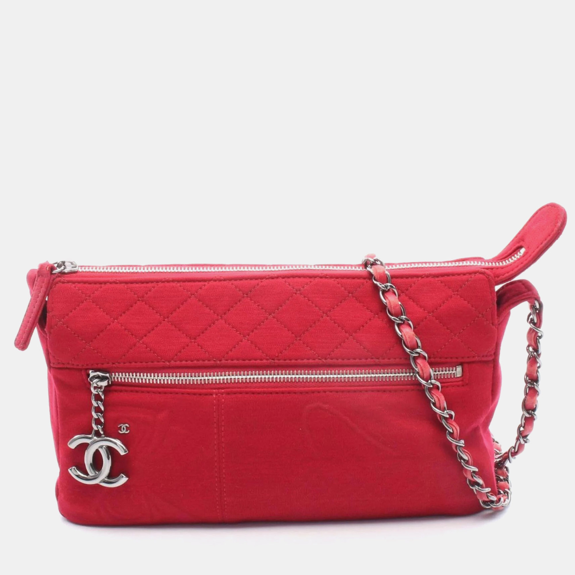 Chanel Quilted Jersey Hawaii Red Cotton Crossbody Bag