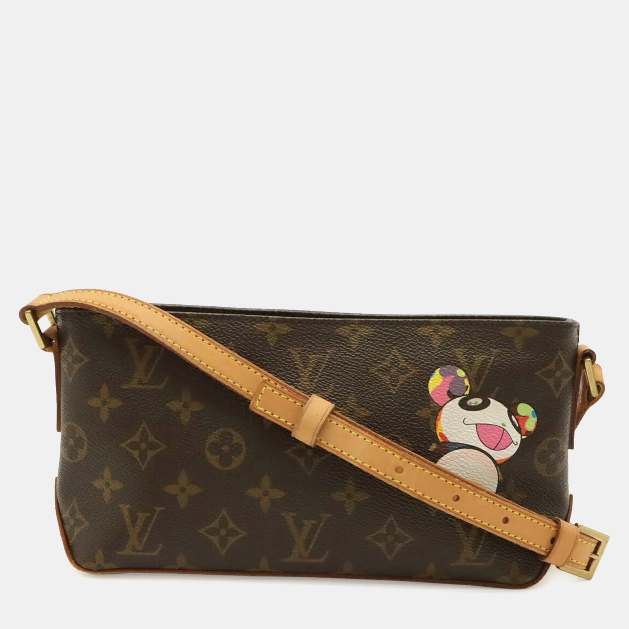 Louis Vuitton Murakami Monogram Panda Trotteur Brown Monogram Canvas Shoulder Bag