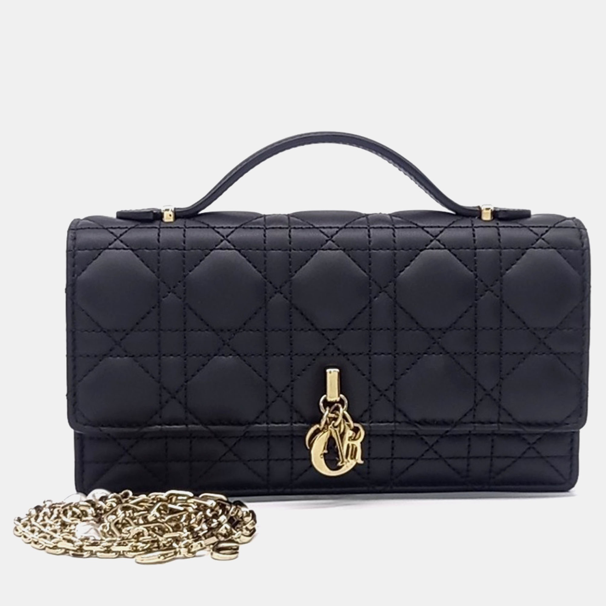 Christian Dior Miss Dior Mini Black Lambskin Leather Shoulder Bag