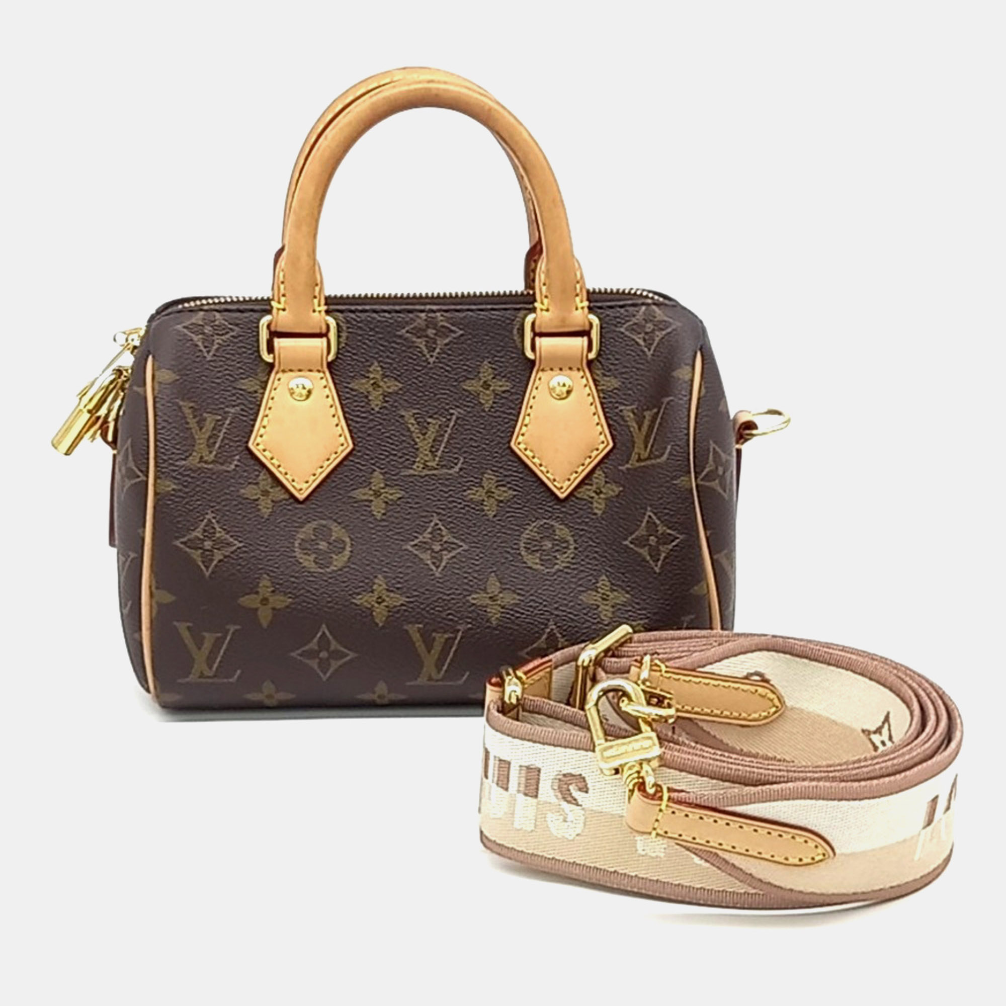 Louis Vuitton Speedy Bandouliere 20 Monogram Brown Coated Canvas Top Handle Bag