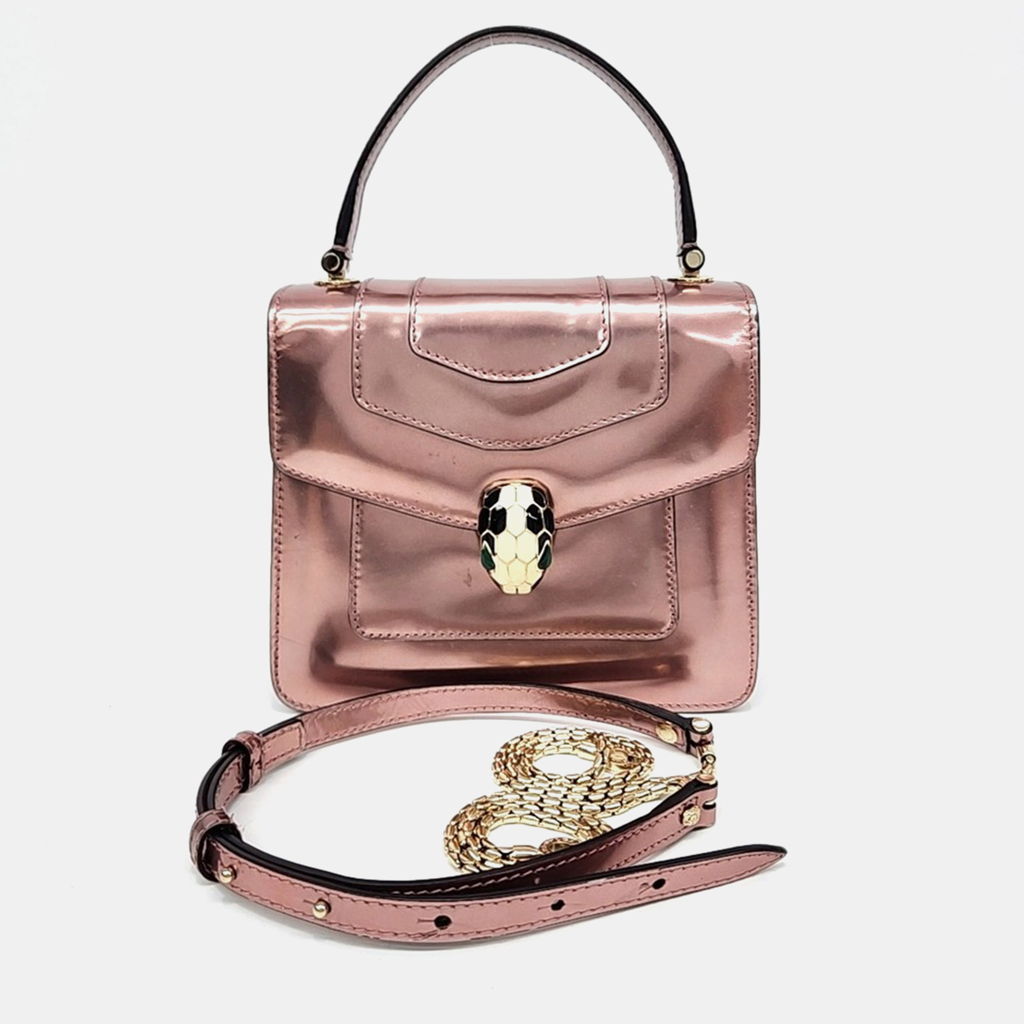 Bvlgari Serpenti Forever Small Pink Calfskin Leather Top Handle Bag