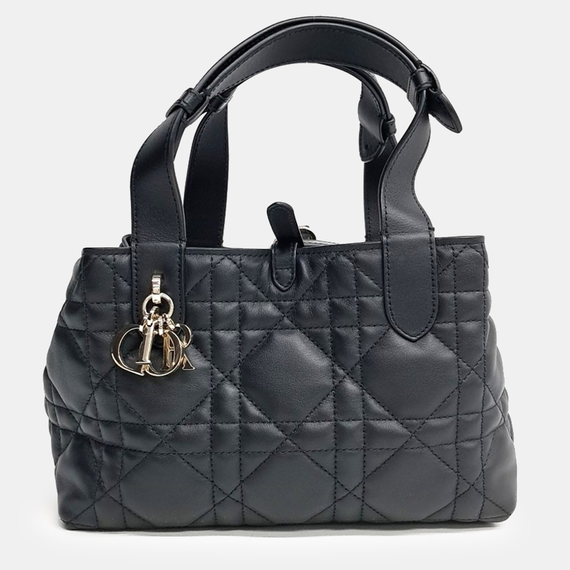Christian Dior Toujours Small Black Lambskin Leather Top Handle Bag