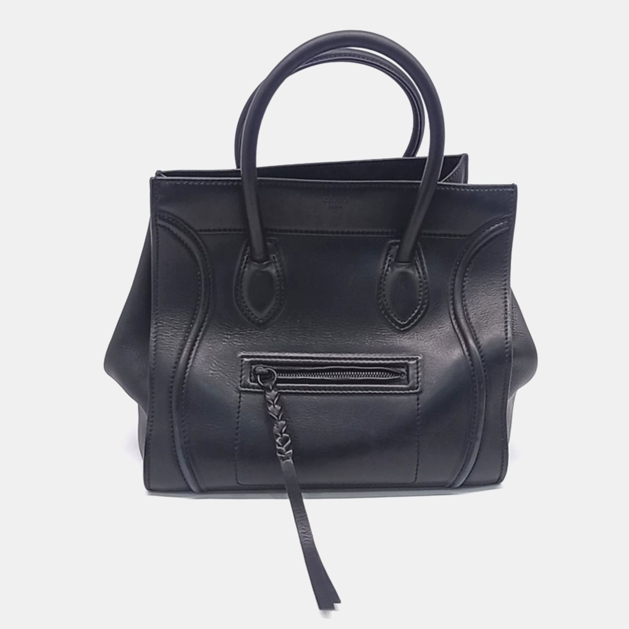Celine Phantom Luggage Medium Black Leather Top Handle Bag