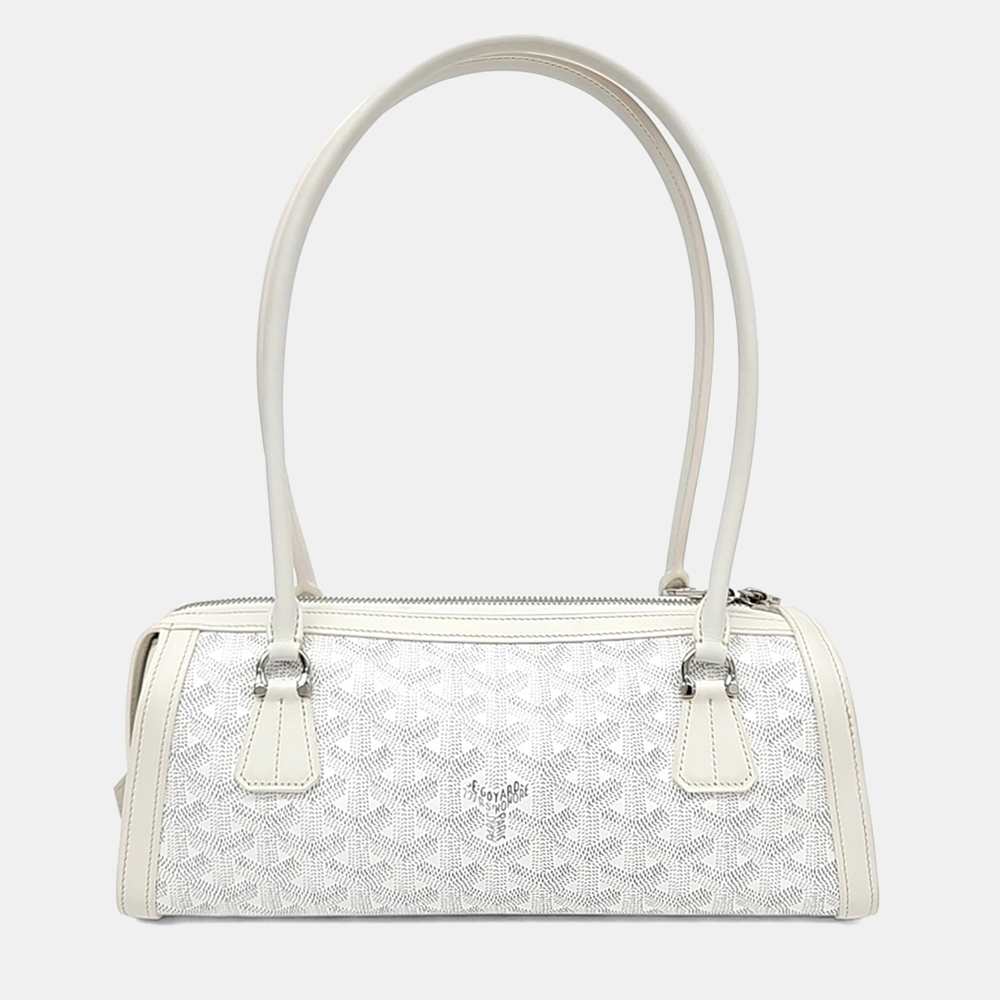Goyard Bonbonnier White Goyardine Canvas Leather Shoulder Bag
