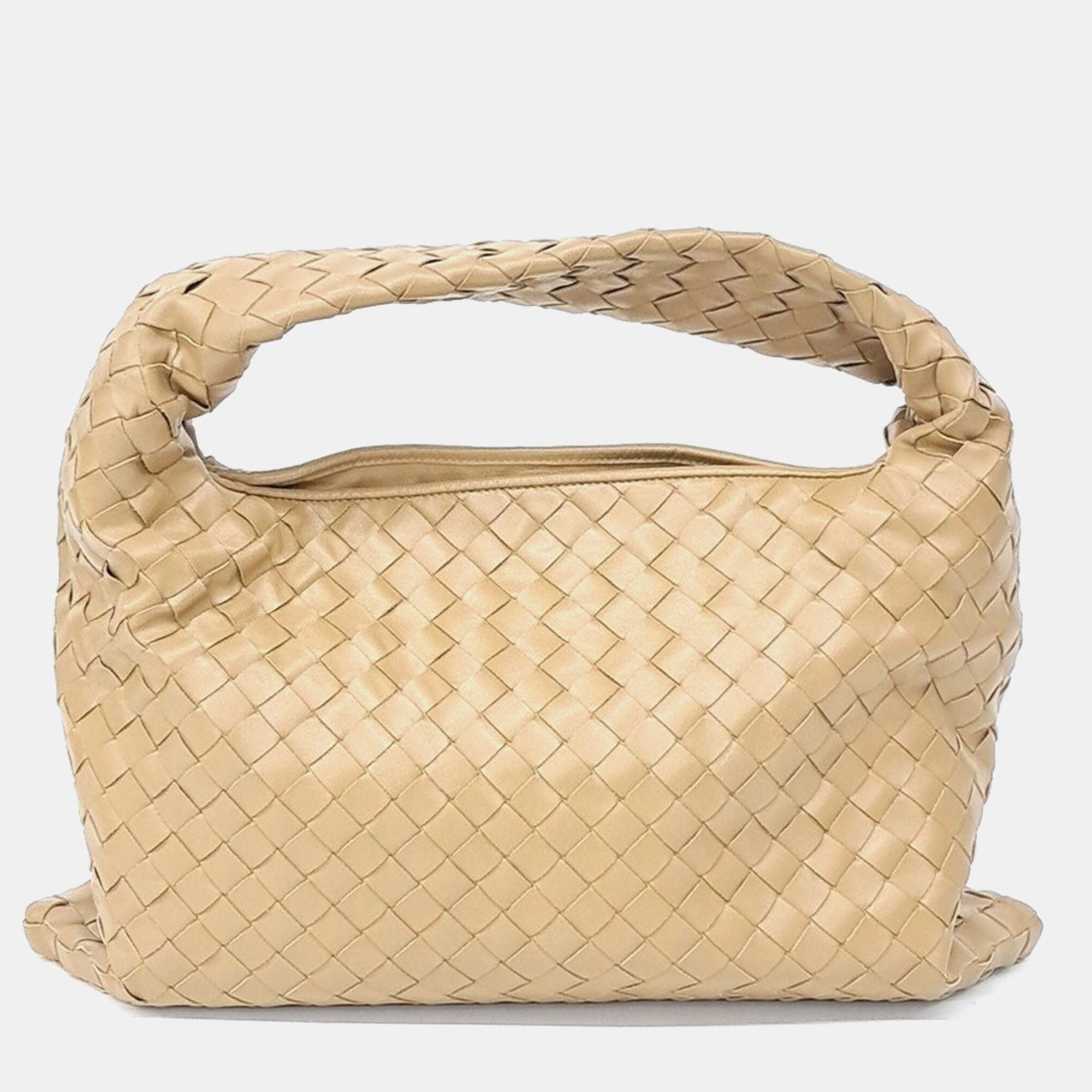 Bottega Veneta Hop Small Beige Intrecciato Leather Shoulder Bag