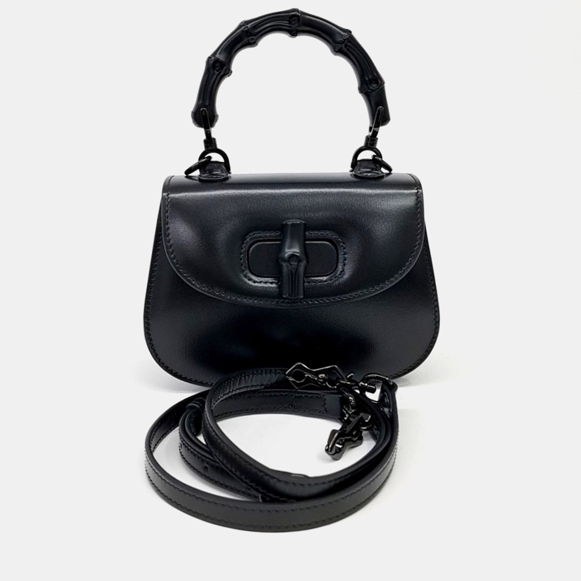 Gucci Black Leather 1947 Mini Top Handle Bag (686864)